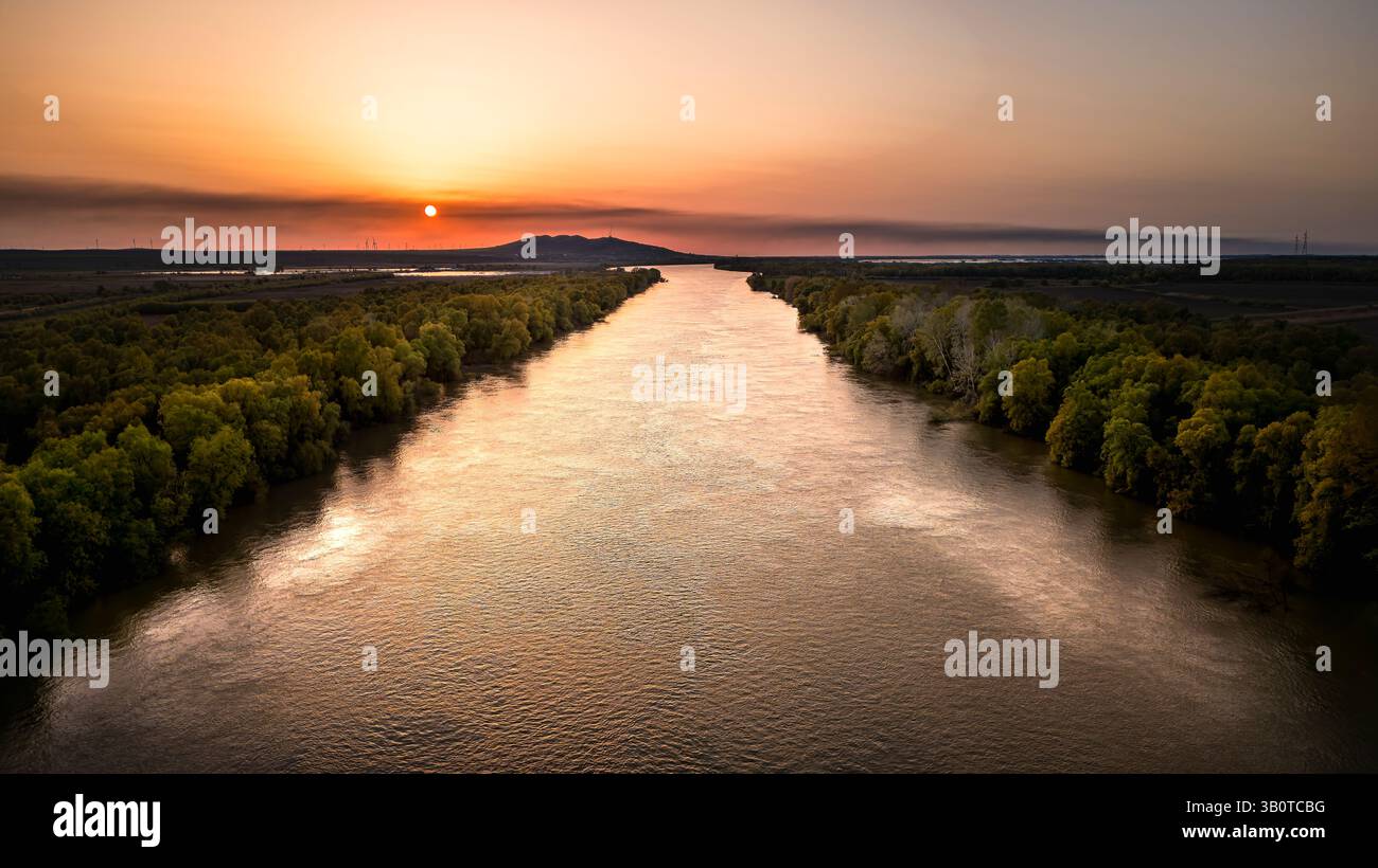 Landschaft des Donaudeltas in der Nähe von Murighiol und Saint George Branch, Rumänien Stockfoto