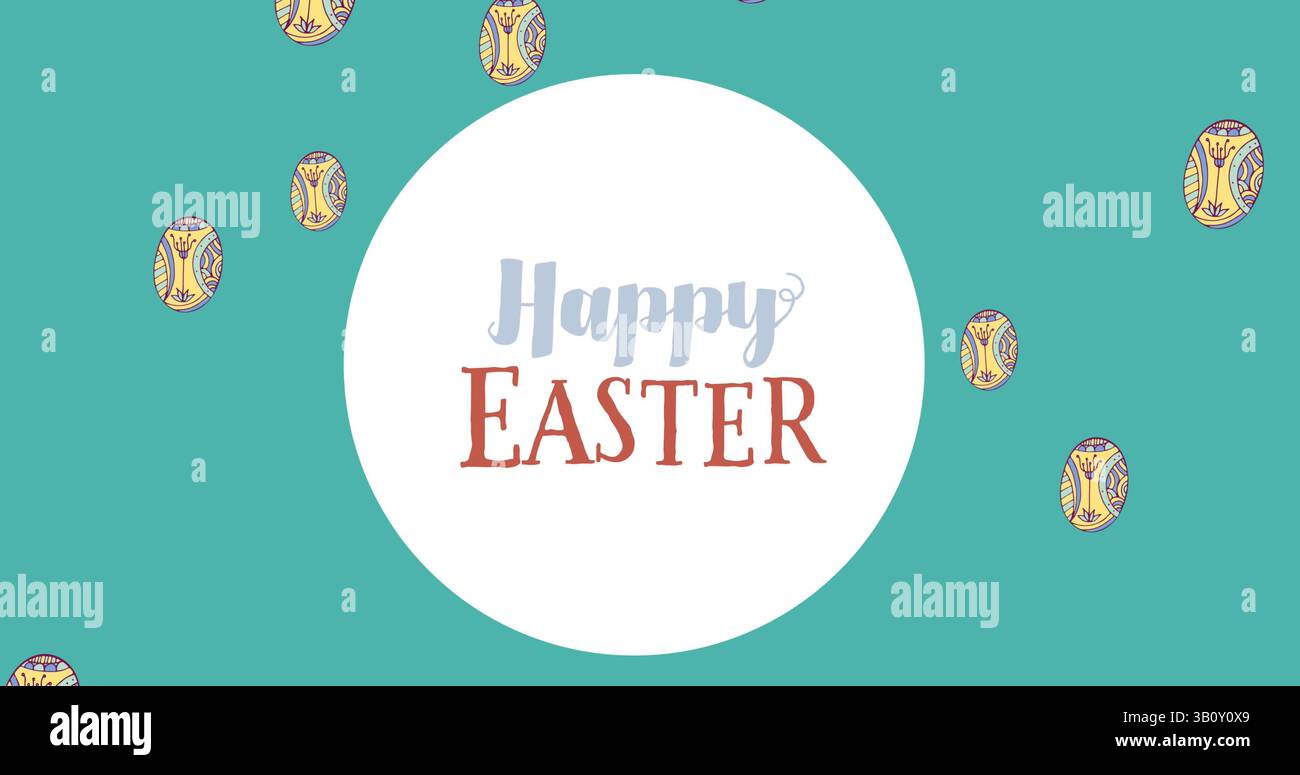 Bild von ostereiern und Happy easter Text Stockfoto