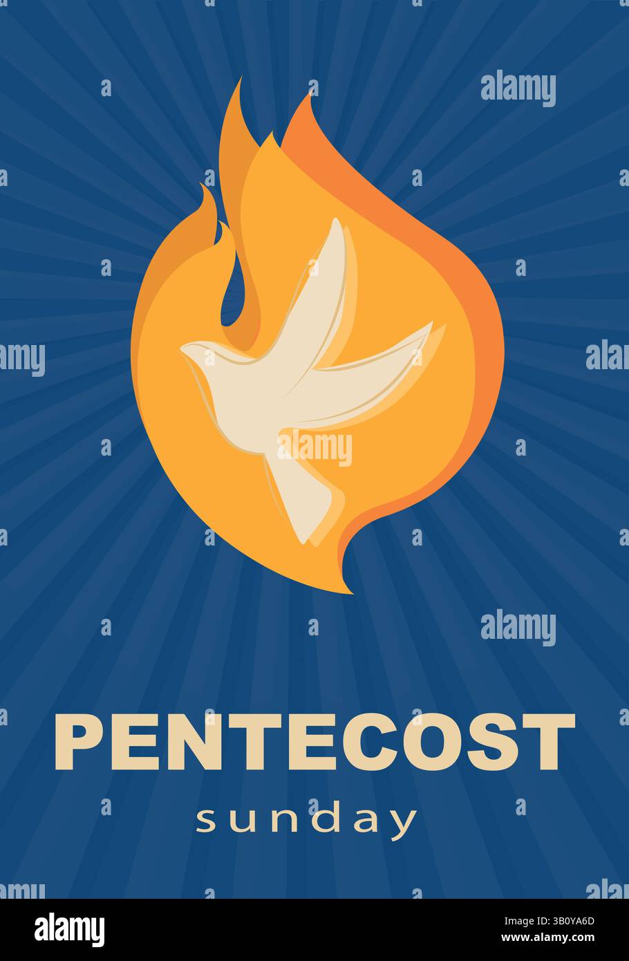 Pfingsttaubenflamme Heiliger Geist Feuersymbol christliche Religion Pfingstfeier Stock Vektor