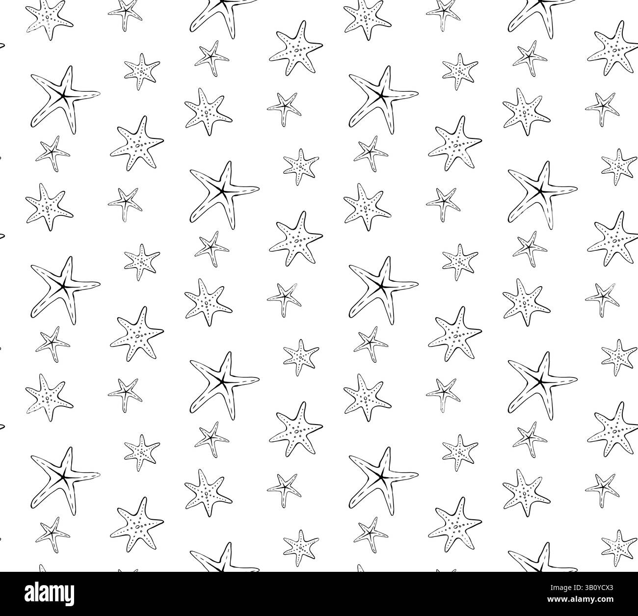 Seesterne nahtloses Muster. Abbildung der grafischen Vektorfarbe. Für Urlaubsposter, Einladung zur Strandparty, Hintergrund, Anzeige, Verkaufsaktion, drucken für Stock Vektor