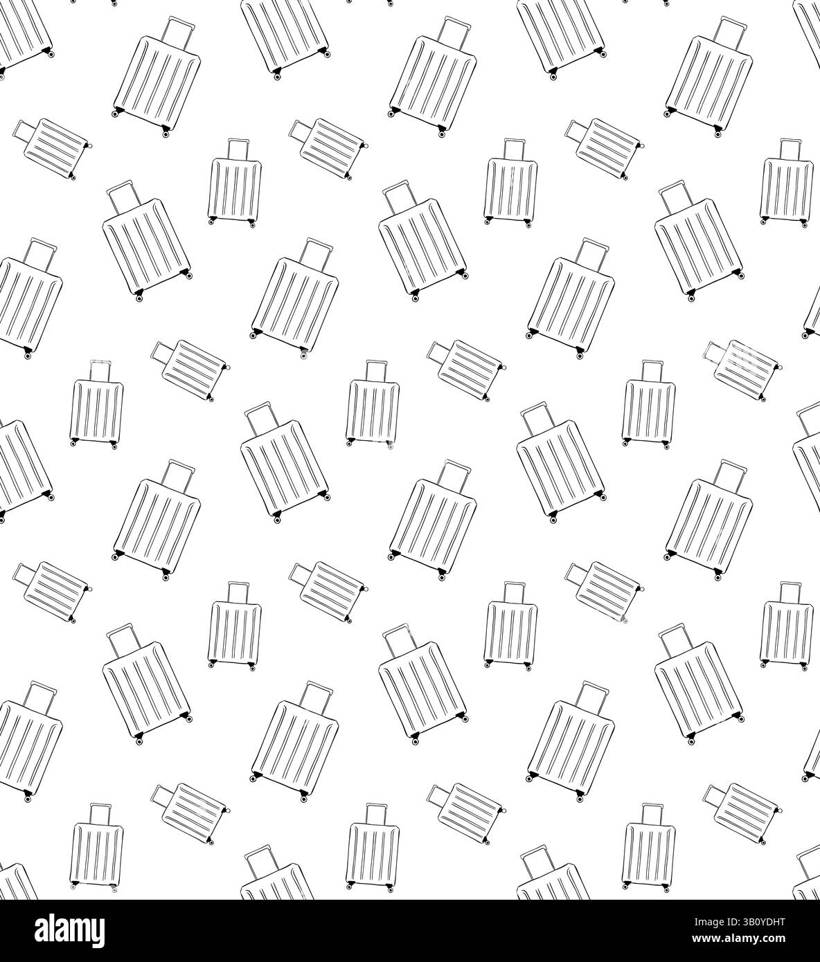 Reisekoffer nahtloses Muster. Grafischer Vektorstrich mit Tinte und Koffern. Urlaubs- oder Reisekonzept. Abbildung für Paket, va Stock Vektor