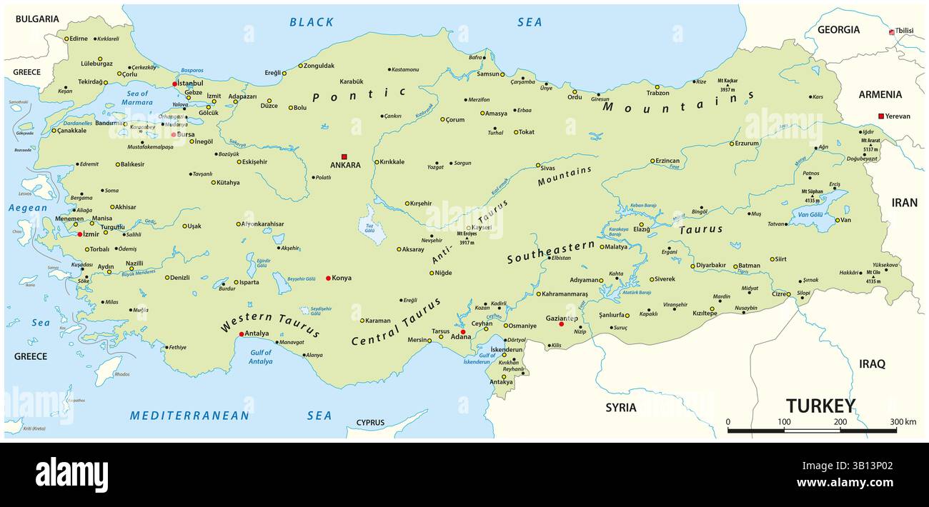 Karte der Republik Türkei, Asien, Europa Stockfoto