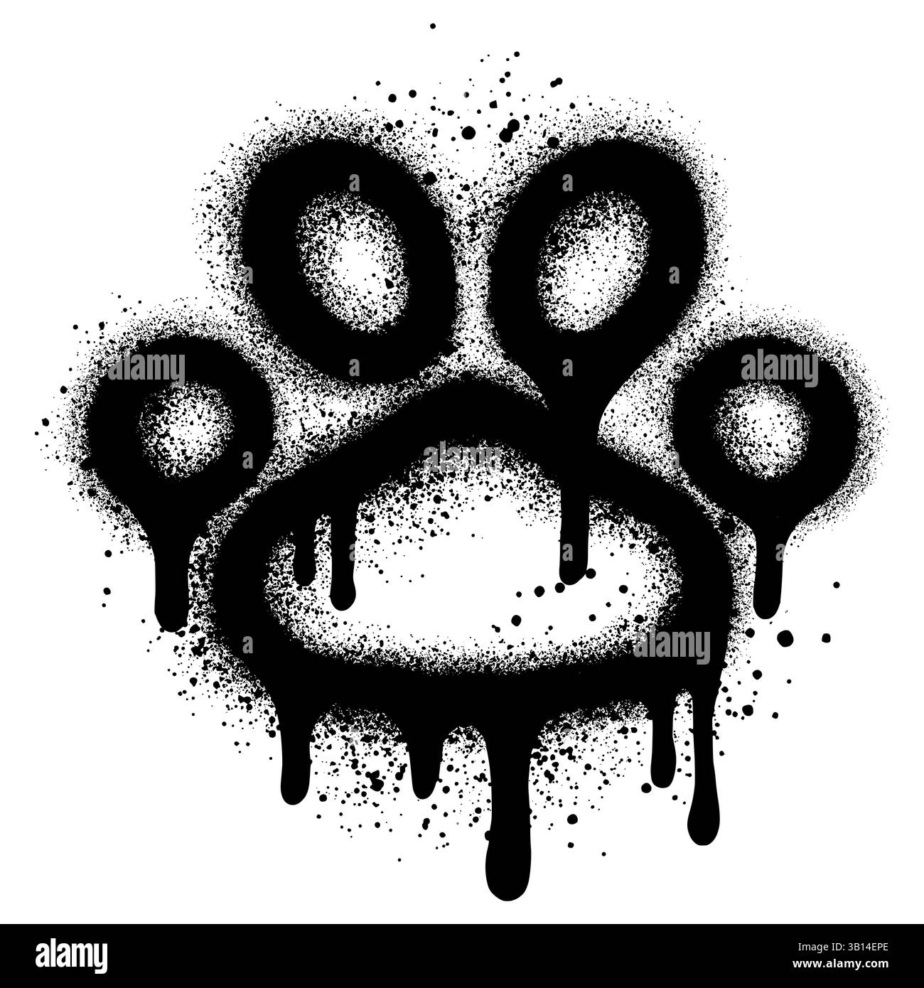 Graffiti mit Pfoten und schwarzer Sprühfarbe. Vektorabbildung. Stock Vektor