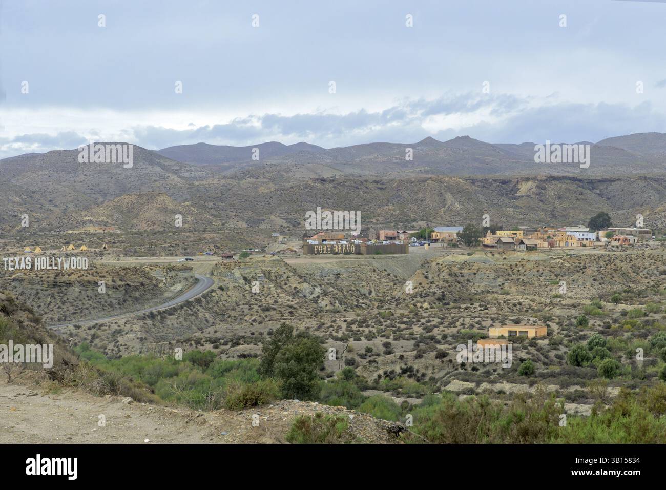Blick auf das westliche Dorf Fort Bravo oder Texas Hollywood, Almeria, Spanien, Europa Stockfoto