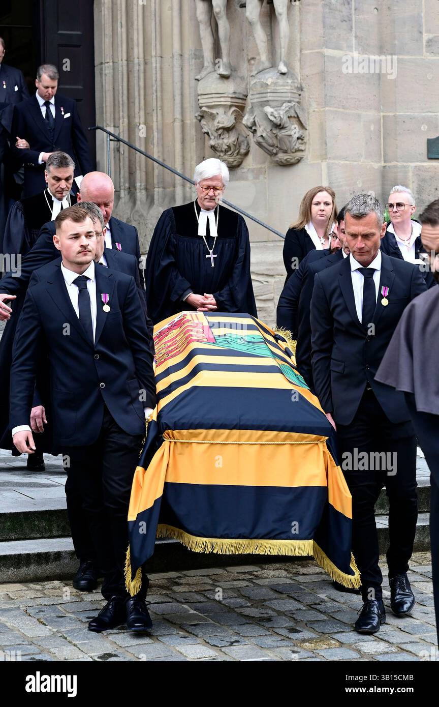 Trauerfeier für Andreas Prinz von Sachsen-Coburg und Gotha in der Morizkirche. Coburg, 24.04.2025 Stockfoto