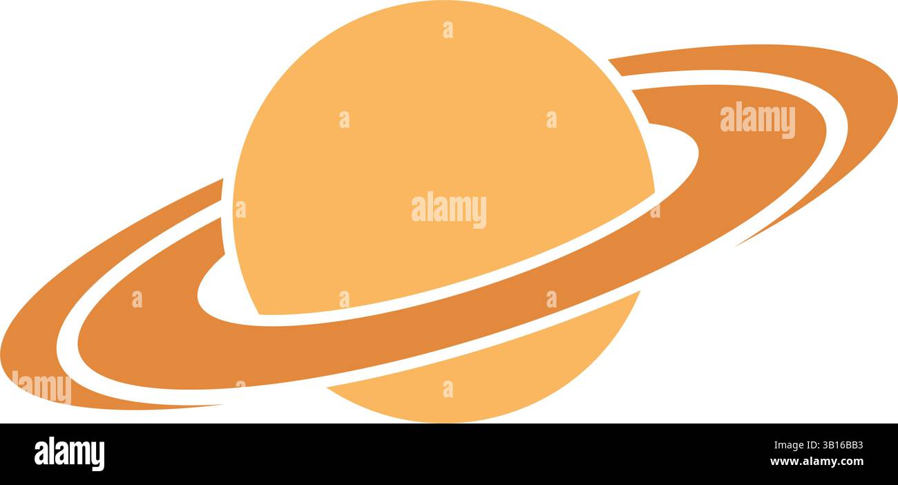 Saturn Planet Ikone im flachen Stil. Illustration des Weltraumvektors auf isoliertem Hintergrund. Astronomie-Kosmos-Zeichen-Geschäftskonzept. Stock Vektor