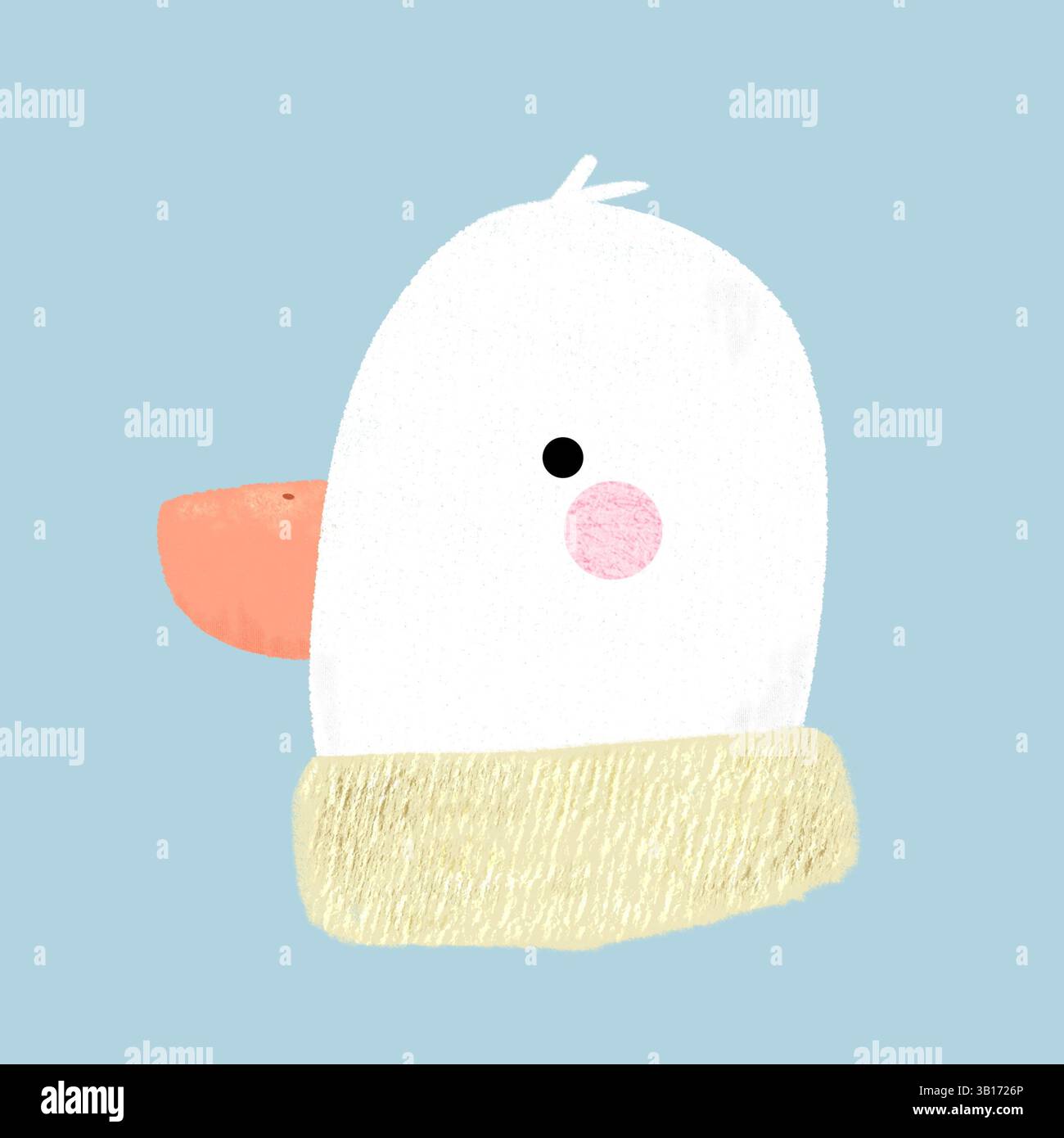 Eine niedliche Entenillustration. Einfaches minimalistisches ästhetisches Element für Kartendesign. Kindergeburtstag Stockfoto