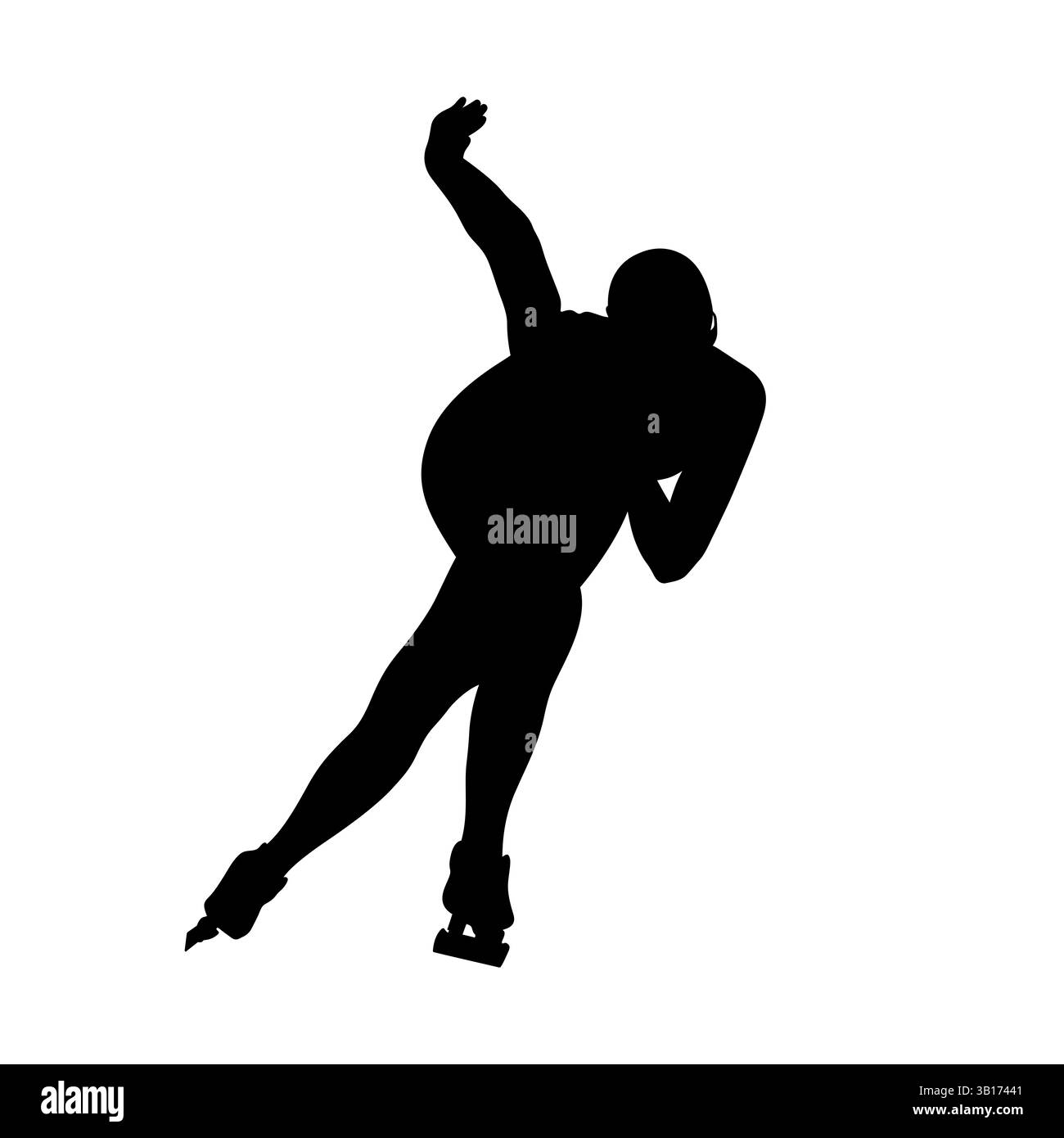 Weibliche Athletin beim Eiskunstlauf-Wettkampf, schwarze Kontur echte Person Stockfoto