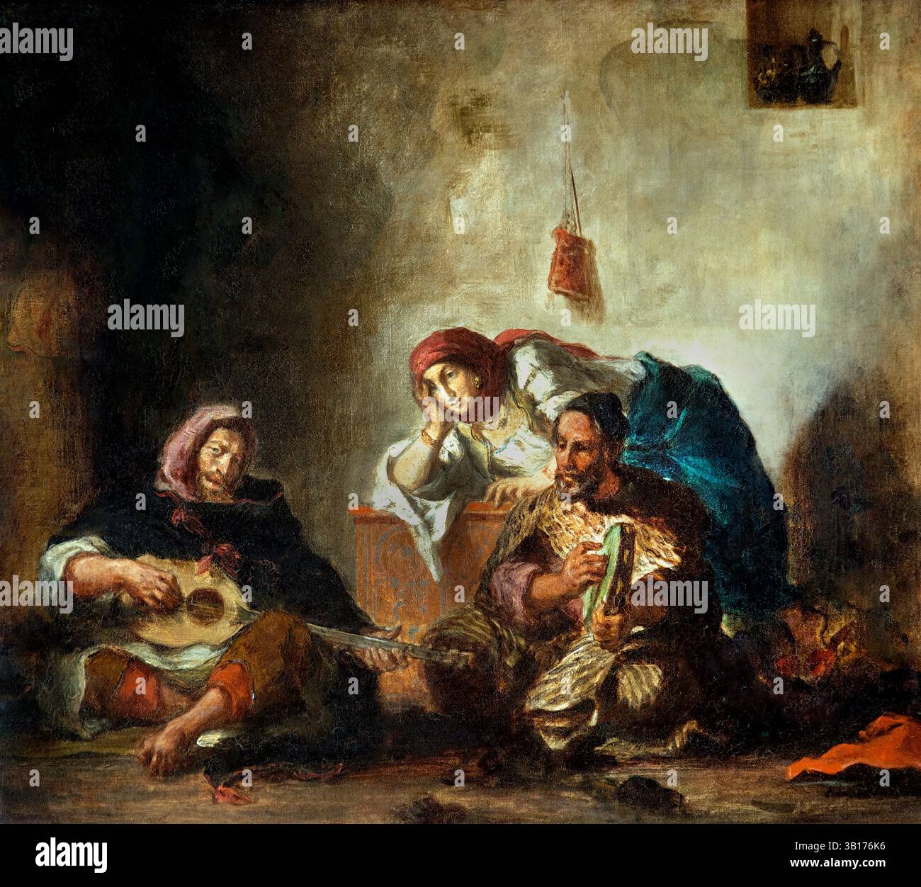 Musiciens juifs de Mogador - Jüdische Musiker Mogadors 1847 von Ferdinand Victor Eugène Delacroix 1798 – 1863 Louvre Paris, Museum für schöne Kunst, Frankreich, Stockfoto