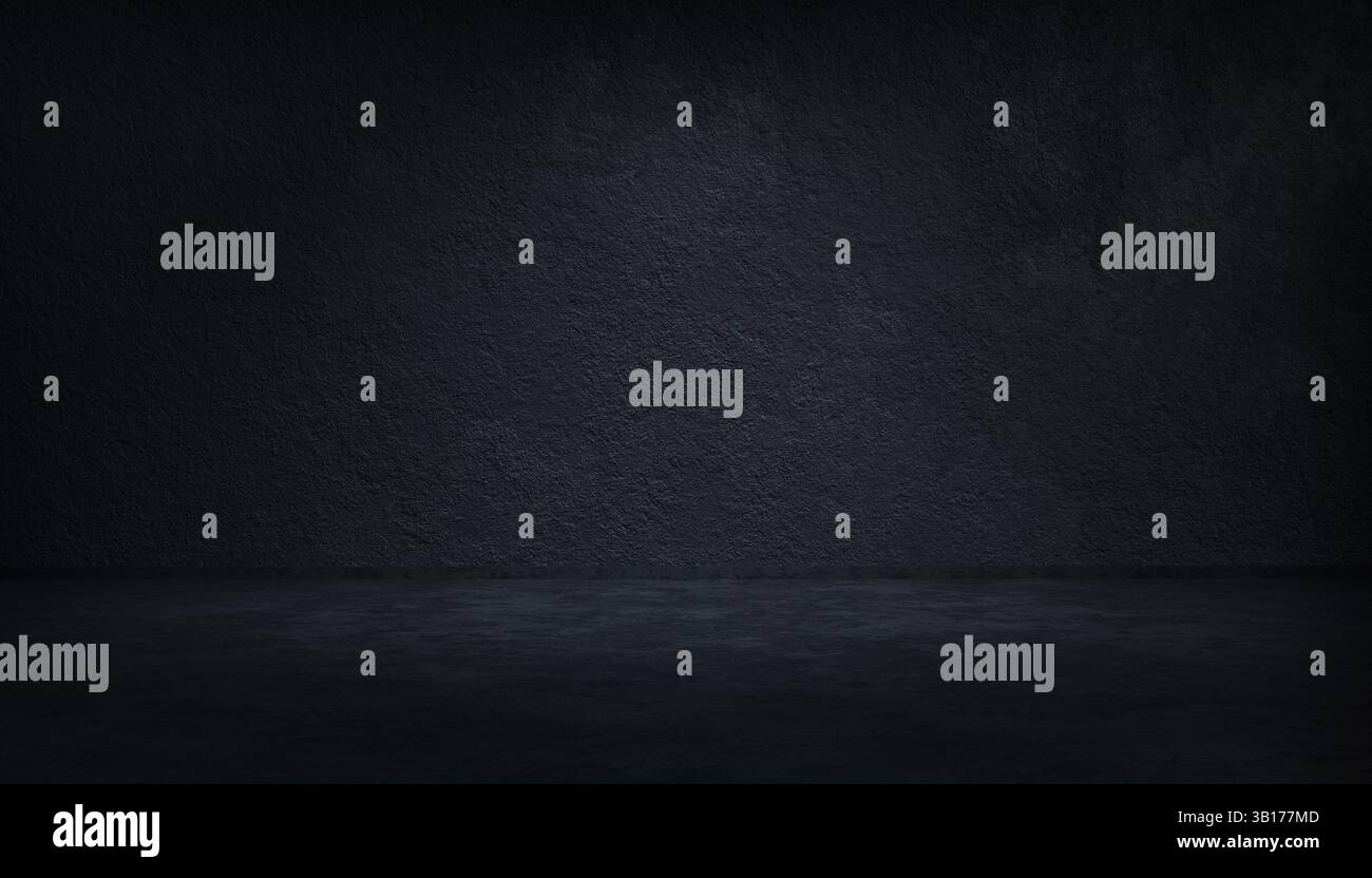 Dunkler Betonwandhintergrund mit Boden. Hochwertige Fotos Stockfoto