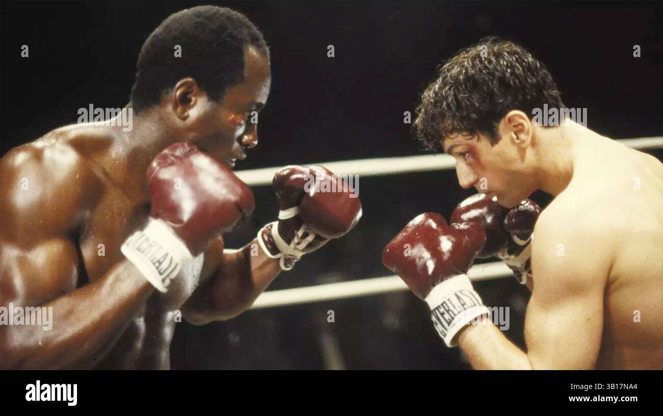 RAGING BULL 1980 Vereinigte Künstlerfilme mit Robert de Niro als Jake LaMotta und Johnny Barnes als Sugar ray Robinson Stockfoto