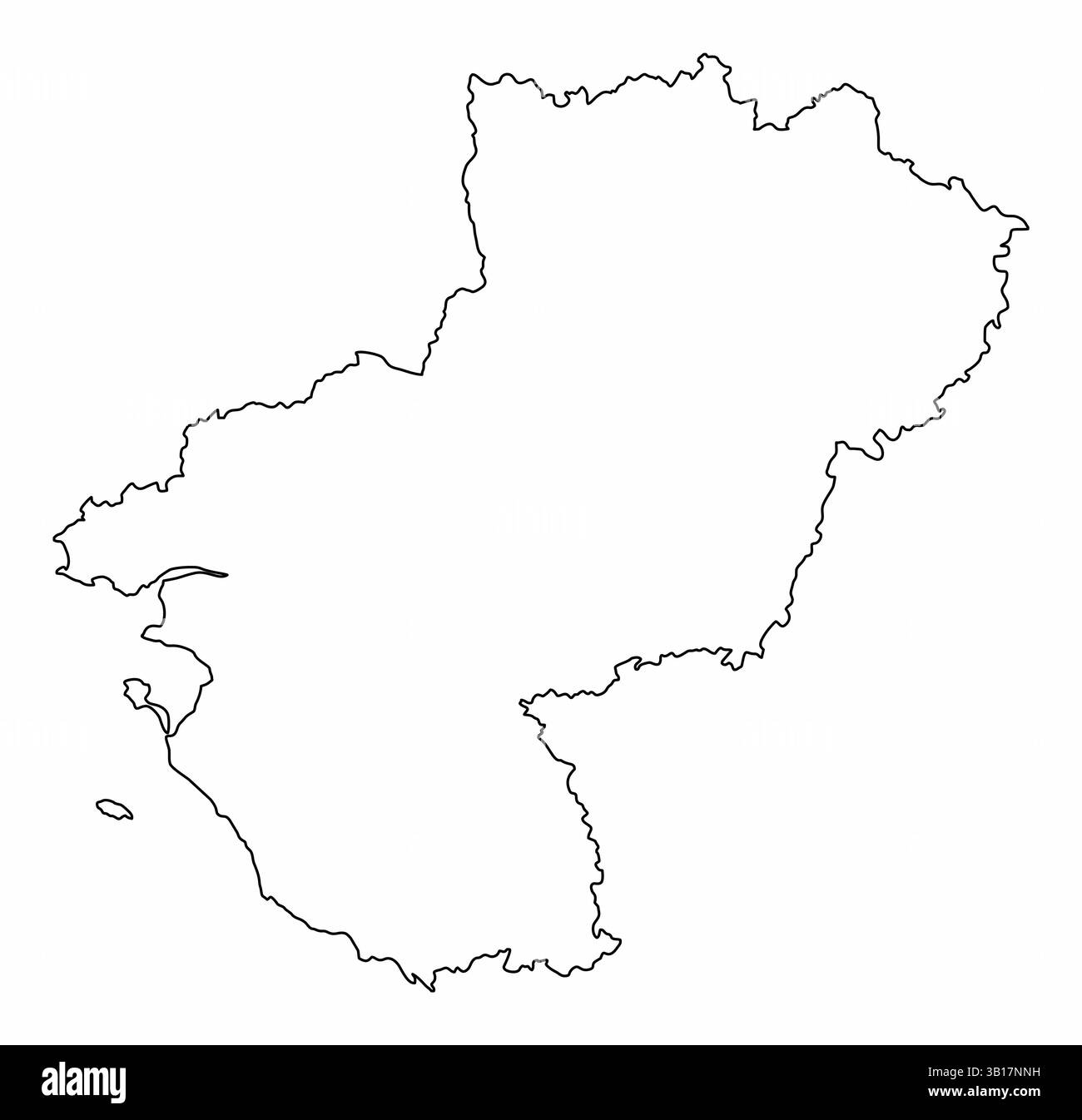 Pays de la Loire Umrisskarte isoliert auf weißem Hintergrund, Frankreich Stock Vektor