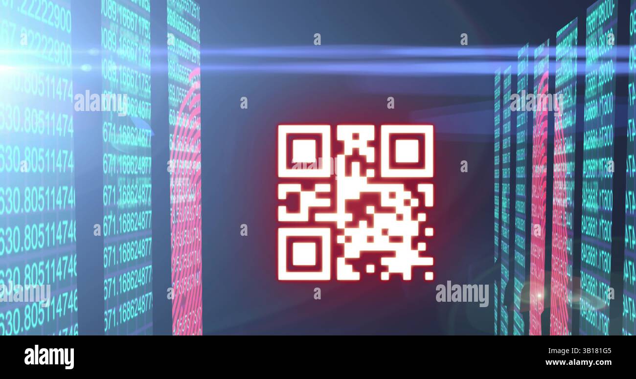 Bild des qr-Codes über Datenverarbeitung Stockfoto