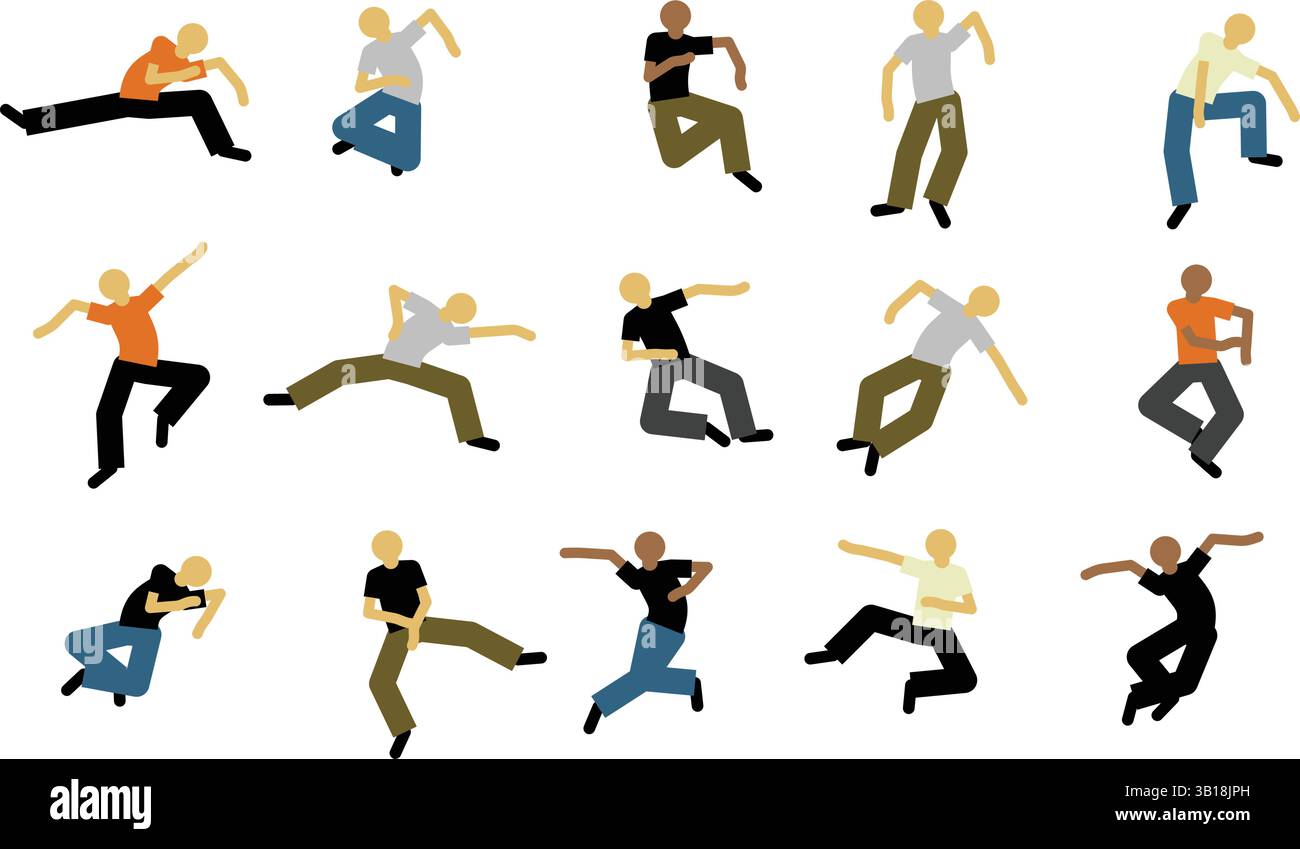 Leute tanzen in Motion Silhouetten Stock Vektor