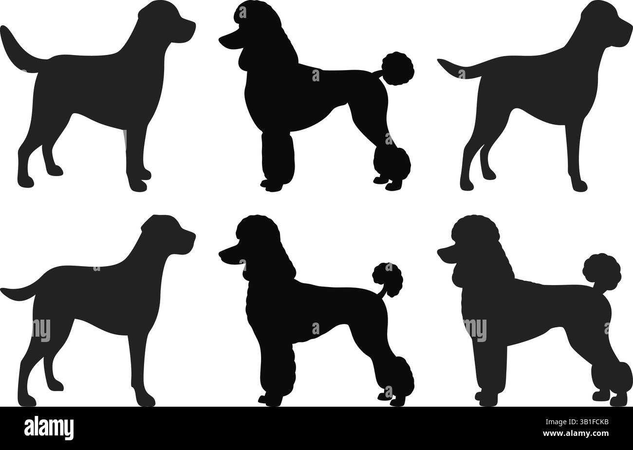 Black Dog Silhouette Sammlung von Rassen | Hundeschlippart | PET Outline Art | Hundegrafiken | Vektor Hundeköpfe Stock Vektor