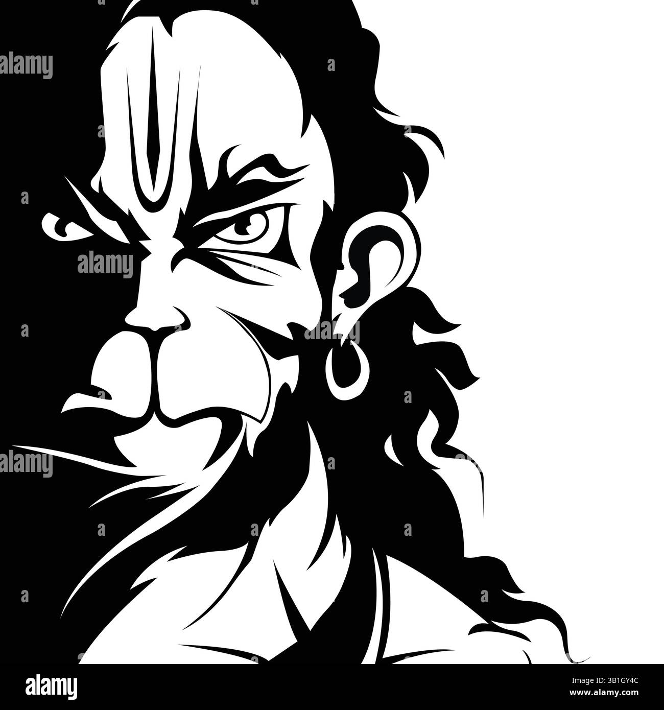 Hanuman-JI-Vektor-Illustration - mächtige hinduistische Götterkunst Stock Vektor Hanuman-JI-Vektor-Illustration - mächtige hinduistische Götterkunst Stock Vektor