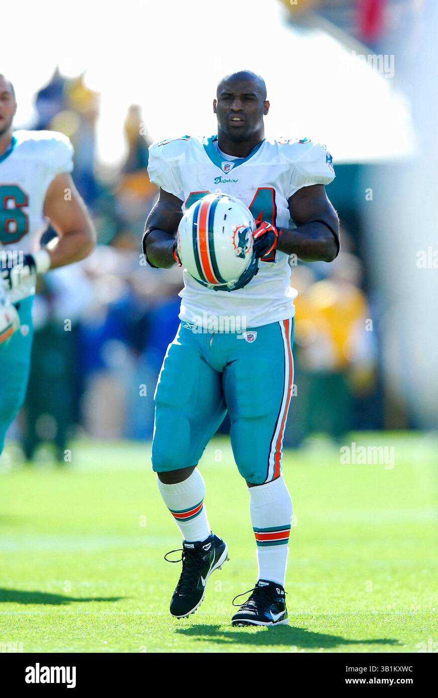 10.17.10: Ricky Williams #34 beim Spiel Green Bay Packers vs Miami Dolphins in Green Bay am Lambeau Field. (Bild: © Jennifer Young / Cal Sport Media/Cal Sport Media/ZUMApress.com) Stockfoto