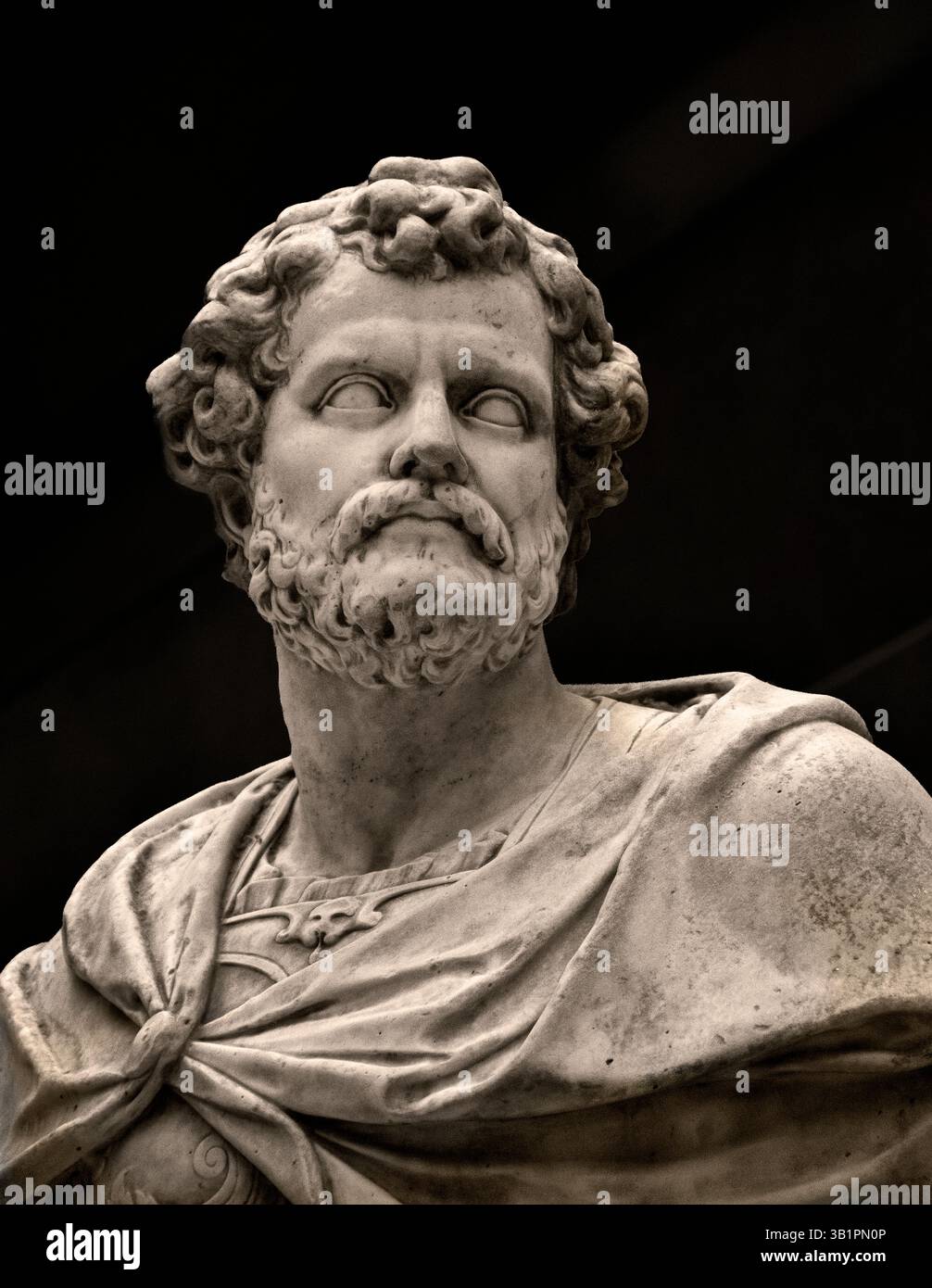 Hannibal Barkas (247 v. Chr., -183 v. Chr.) Karthager General II. Punischer Krieg Italien 218–203 v. Chr. Louvre von Sébastien Slodtz (Französisch, 1655–1726) Hannibal Barca wurde 247 v. Chr. in Karthago geboren und gilt als einer der größten Militärkommandanten aller Zeiten. Nach dem Vorbild seines Vaters Hamilcar widmete er sein Leben der Niederlage Roms. Bei Ausbruch des Zweiten Punischen Krieges führte Hannibal eine Armee über die Pyrenäen und die Alpen zum Sieg gegen die Römer in der Schlacht von Trebia. Stockfoto