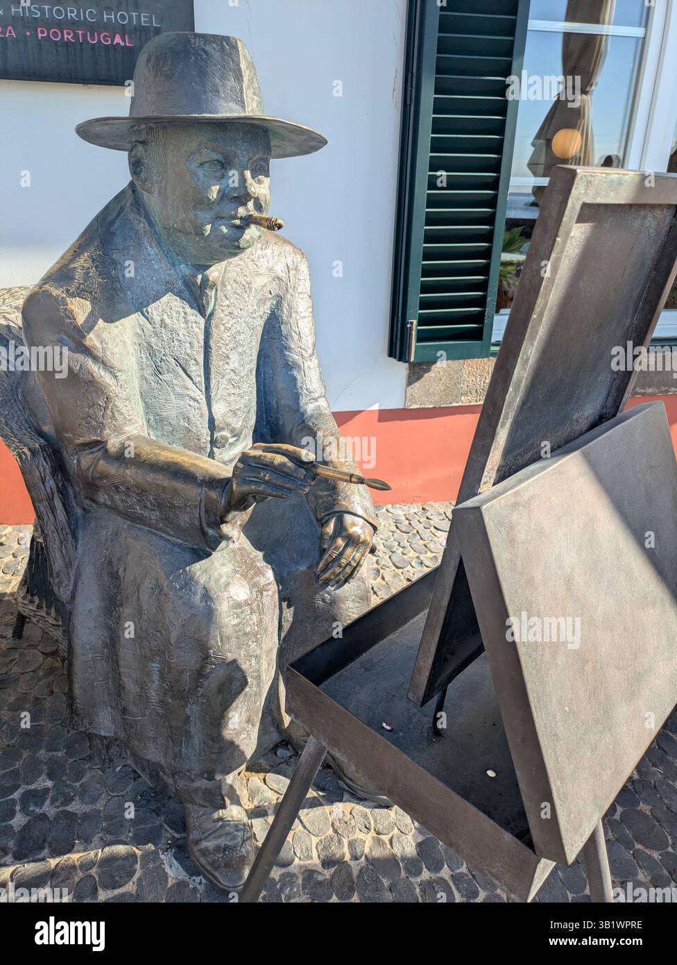 Statue von Winston Churchill Gemälde auf Madeira Stockfoto