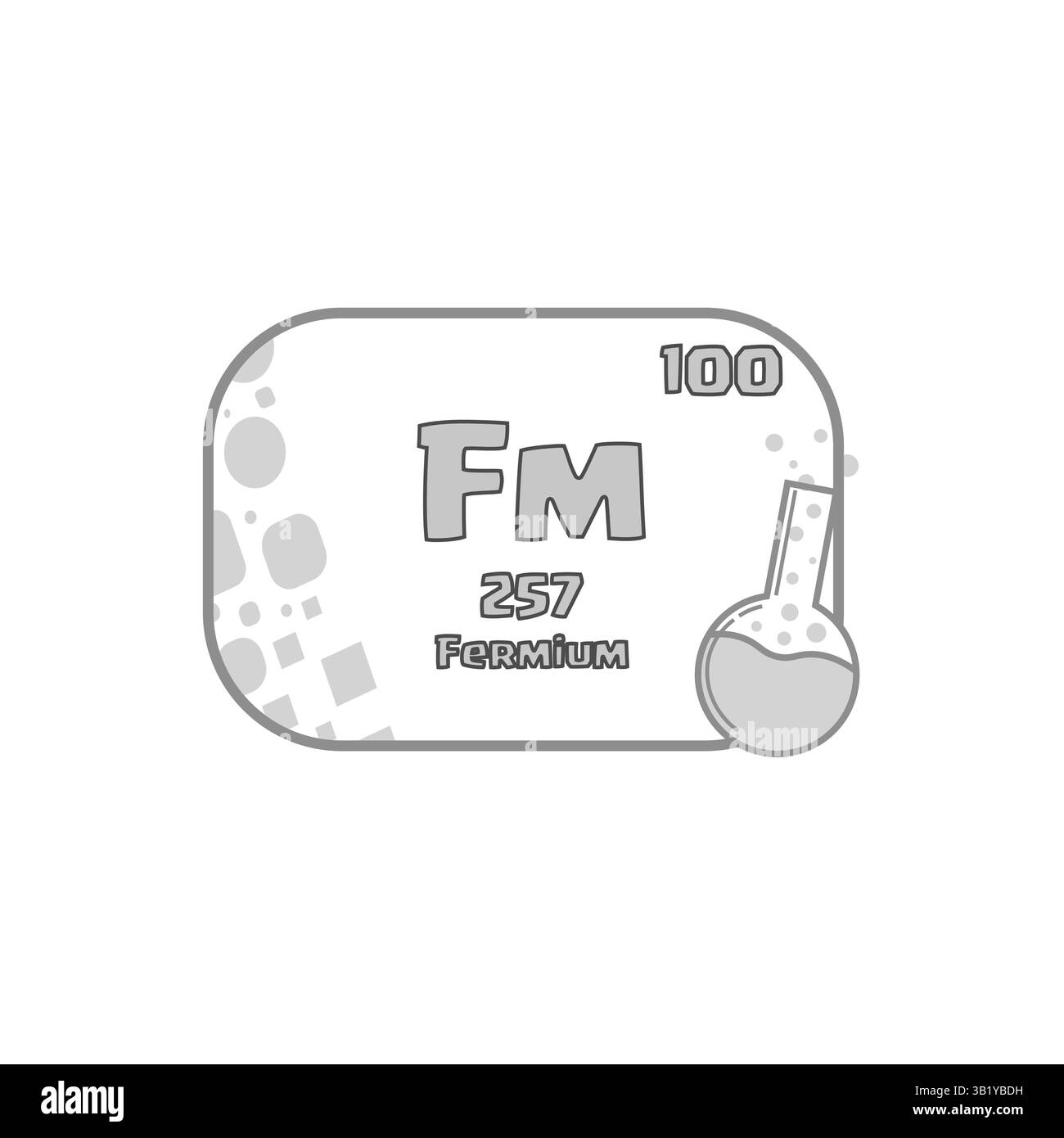 Form des Fermium-Elements. Atomare Nummer hundert. Symbol für Vektor-Wissenschaft. Aktinid-Blockform. Stock Vektor Form des Fermium-Elements. Atomare Nummer hundert. Symbol für Vektor-Wissenschaft. Aktinid-Blockform. Stock Vektor