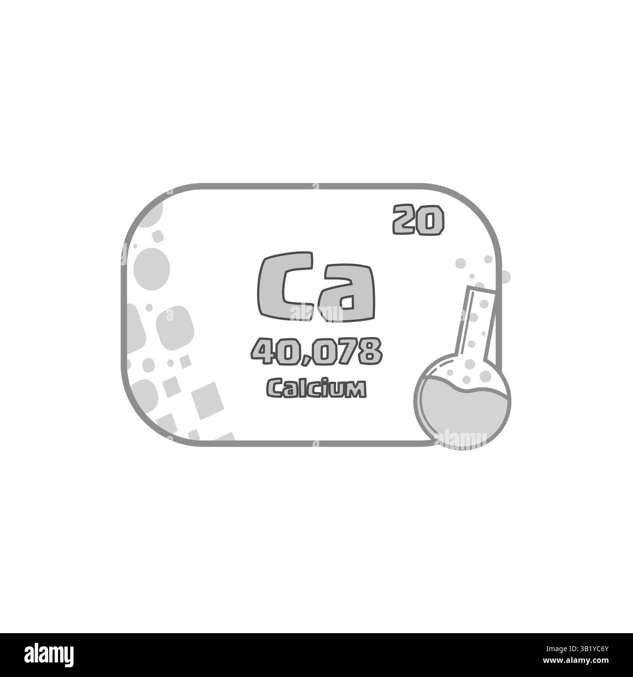 Kalziumvektorelement. Atomares CA-Symbol. Periodische Wissenschaftsgegenstände. Chemieausbildungskarte. Stock Vektor