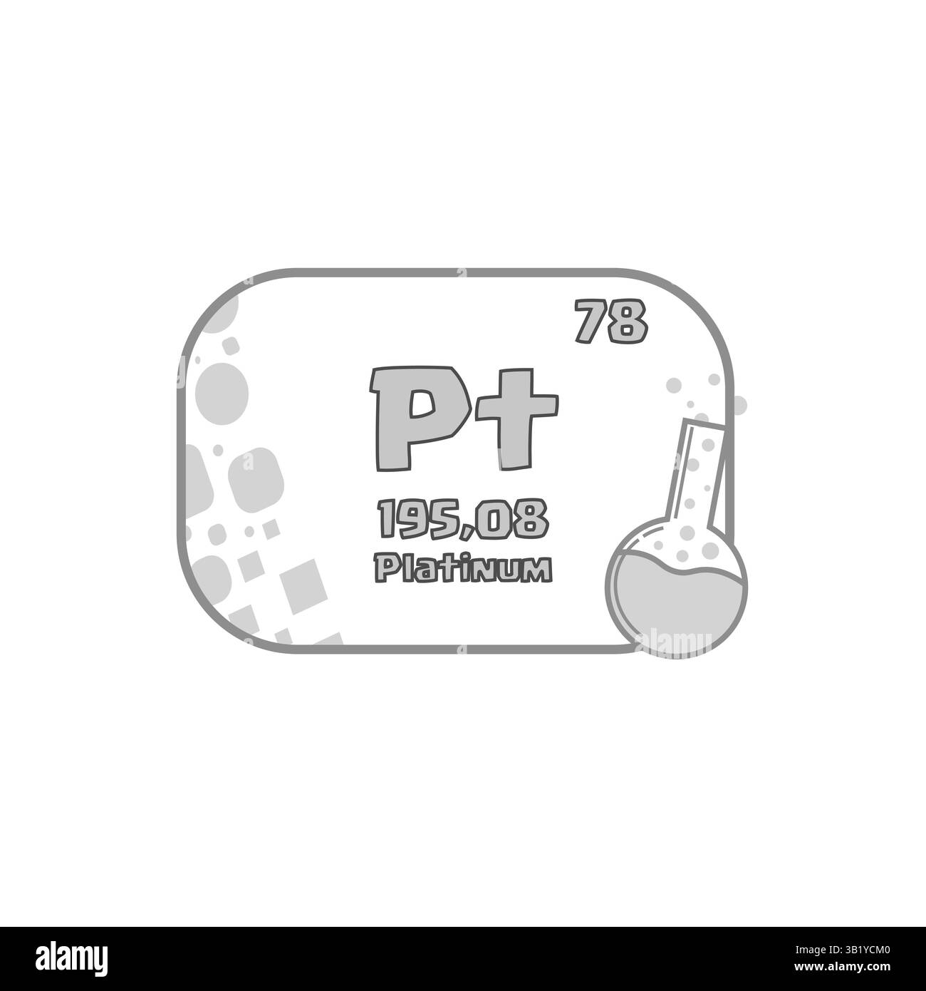 Chemisches PT-Element Atomzahl 78. Vektor des Periodensystems. 195,08 Platin-Symbol. Stock Vektor