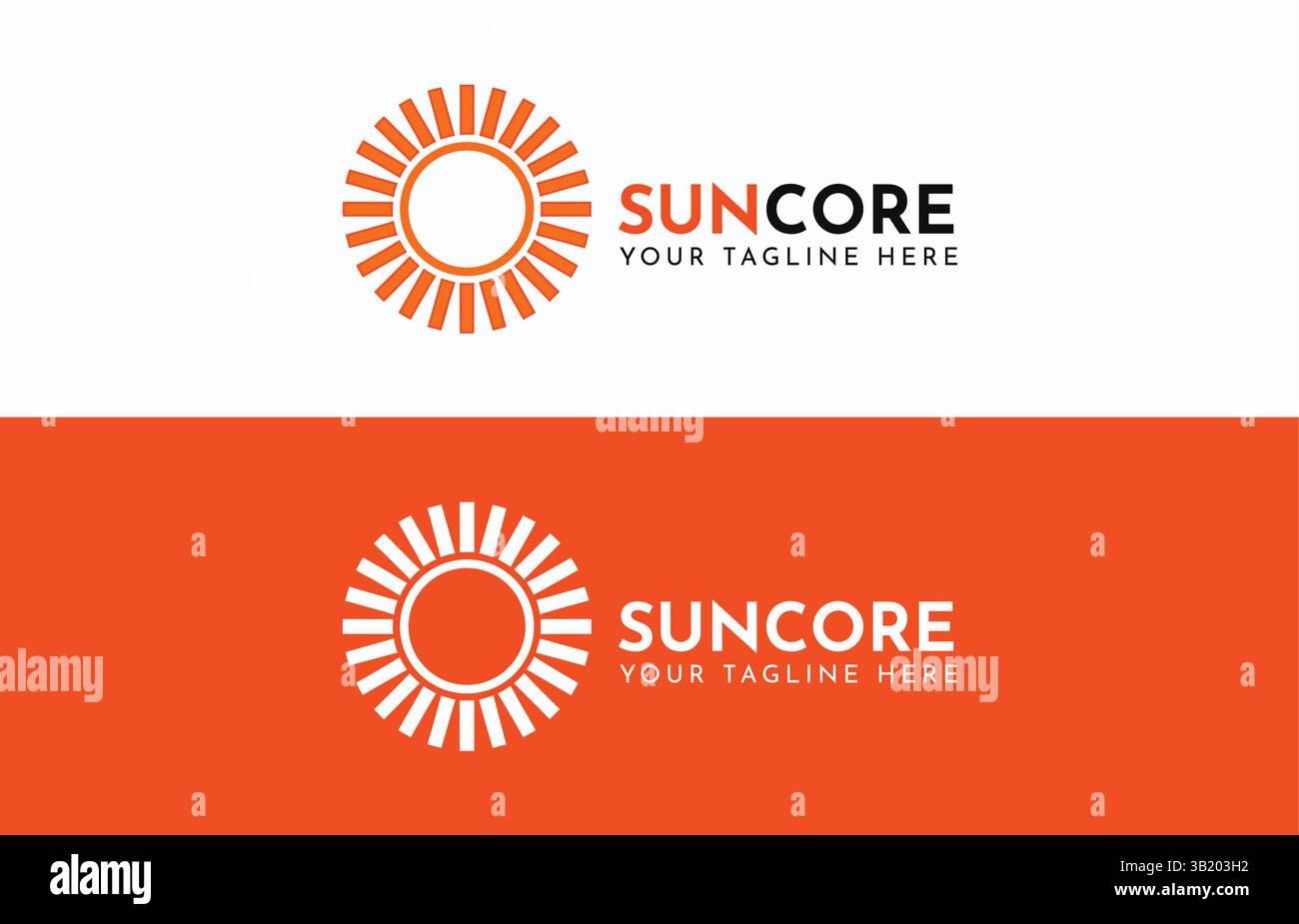 Suncore Radiant Sun Logo-Set Stock Vektor