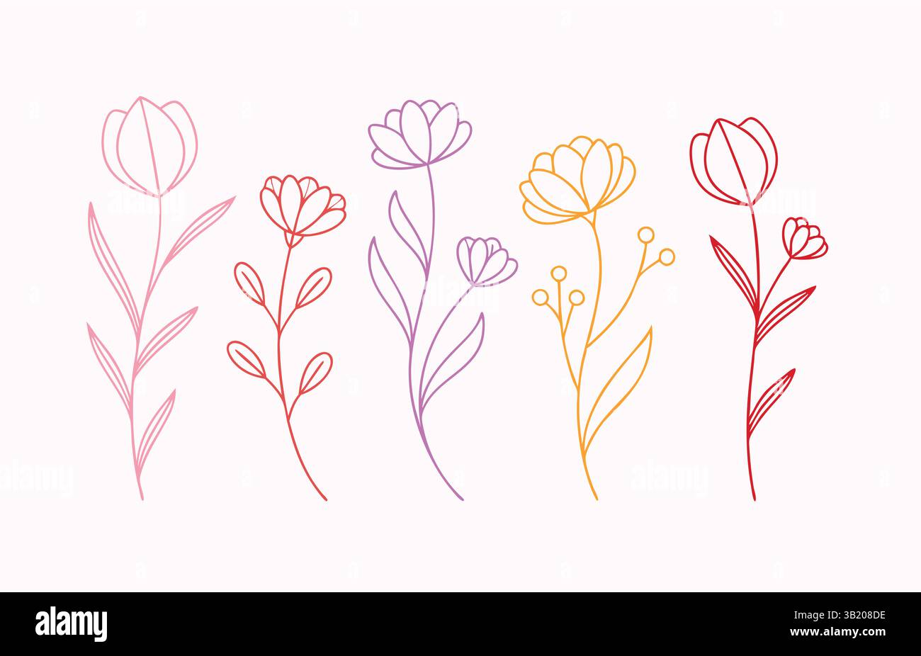 Elegante Rose Line Art Animation: Minimalistisches Blumendesign für anspruchsvolle Grafiken Stock Vektor