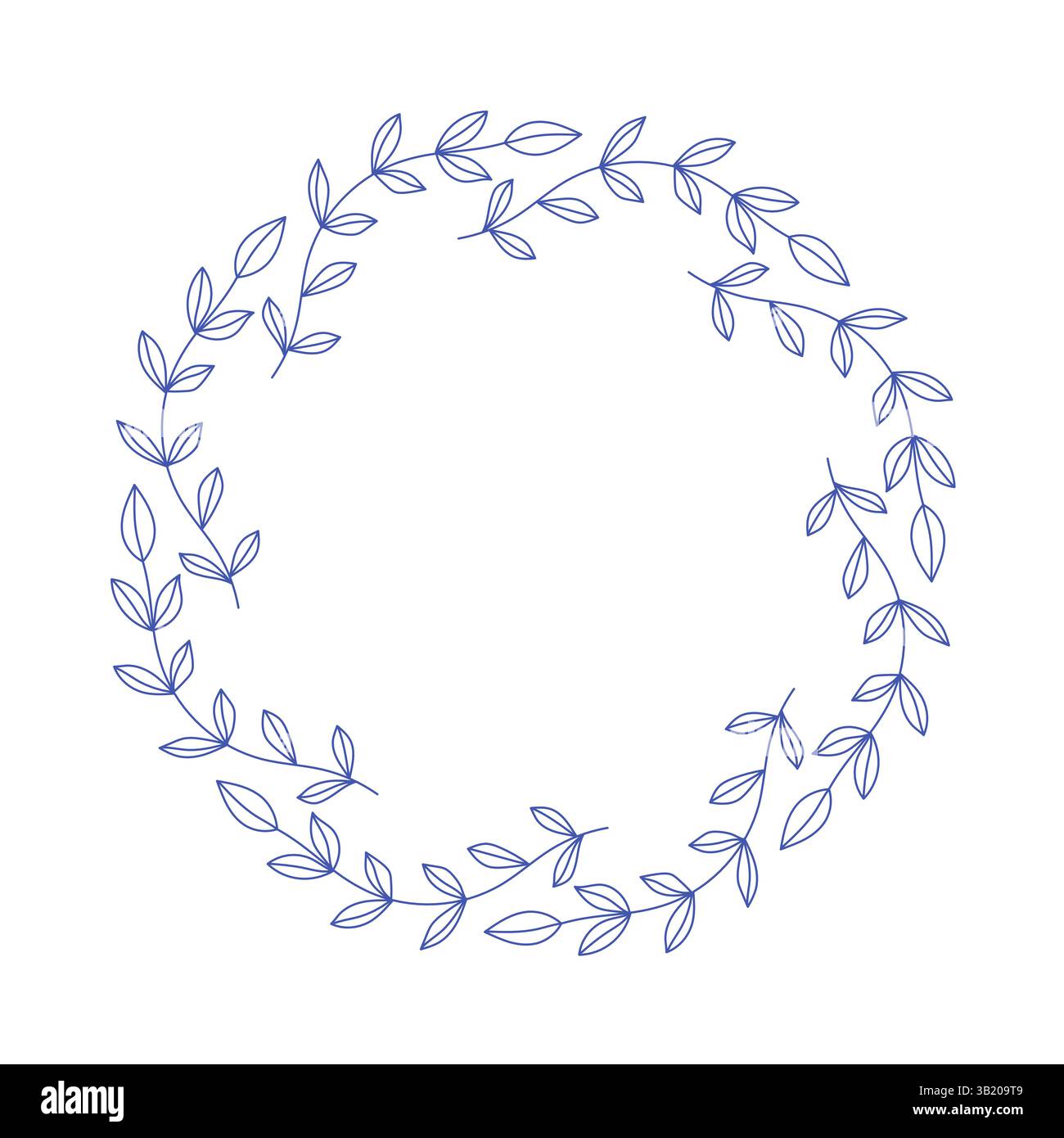Mediterrane blaue Olivenzweige, kreisförmiger Rahmen Stock Vektor