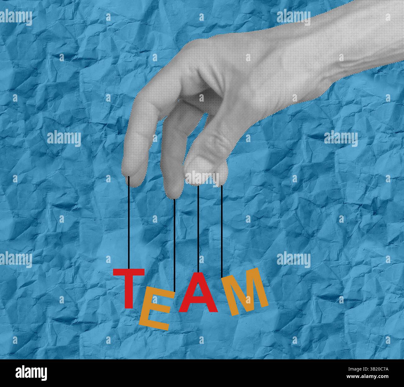 Teammanagement-Konzept mit Handgeste. Führungskräfte, die Mitarbeiter kontrollieren, Mitarbeiter, Arbeitgeberverbindung, geschäftliche Teamarbeit, Arbeitssicherheit, Büropflege, Mensch Stockfoto