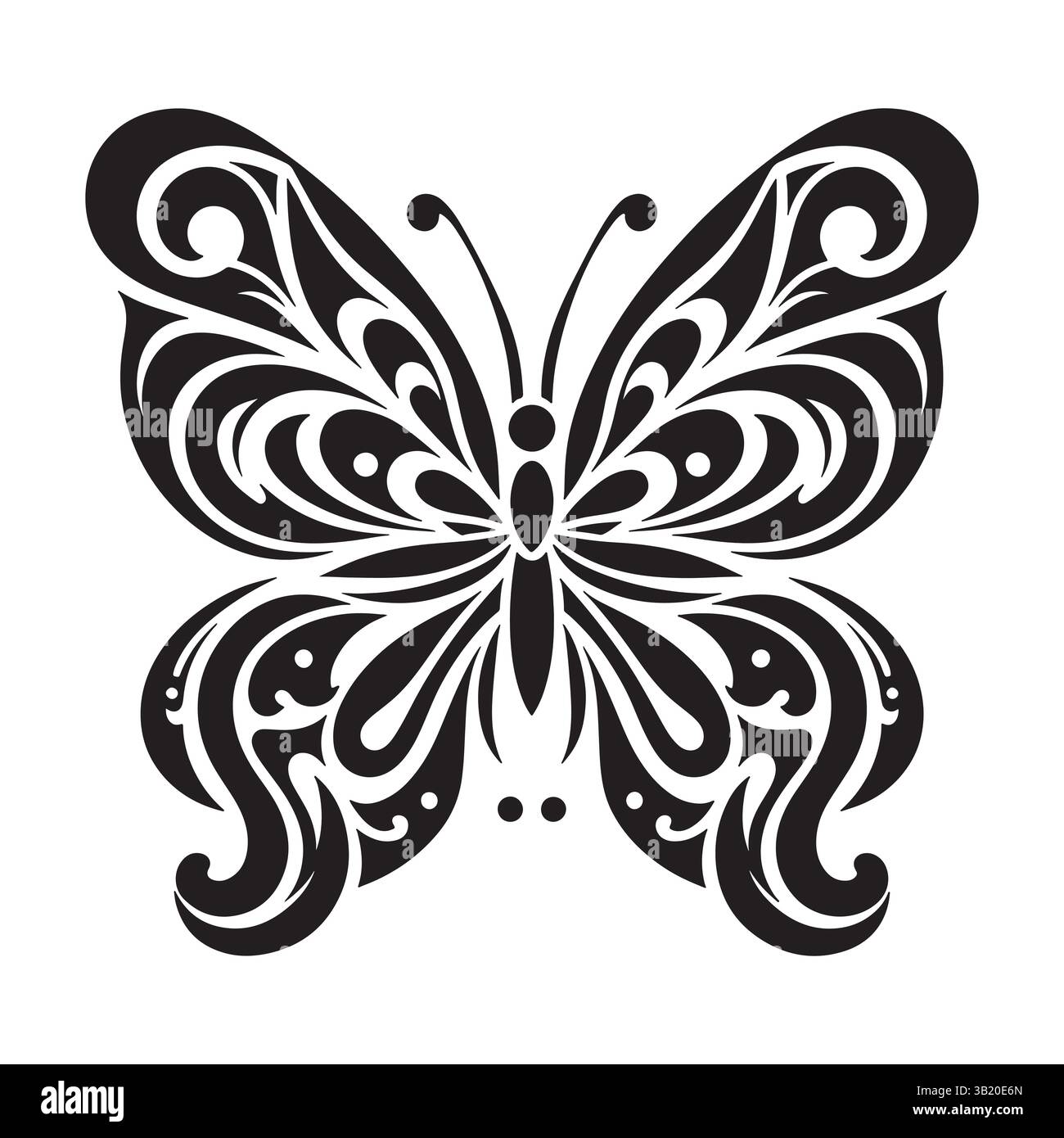 Stilisierte Zeichnung mit schwarzem Schmetterling – perfekt für Bastelprojekte Stock Vektor