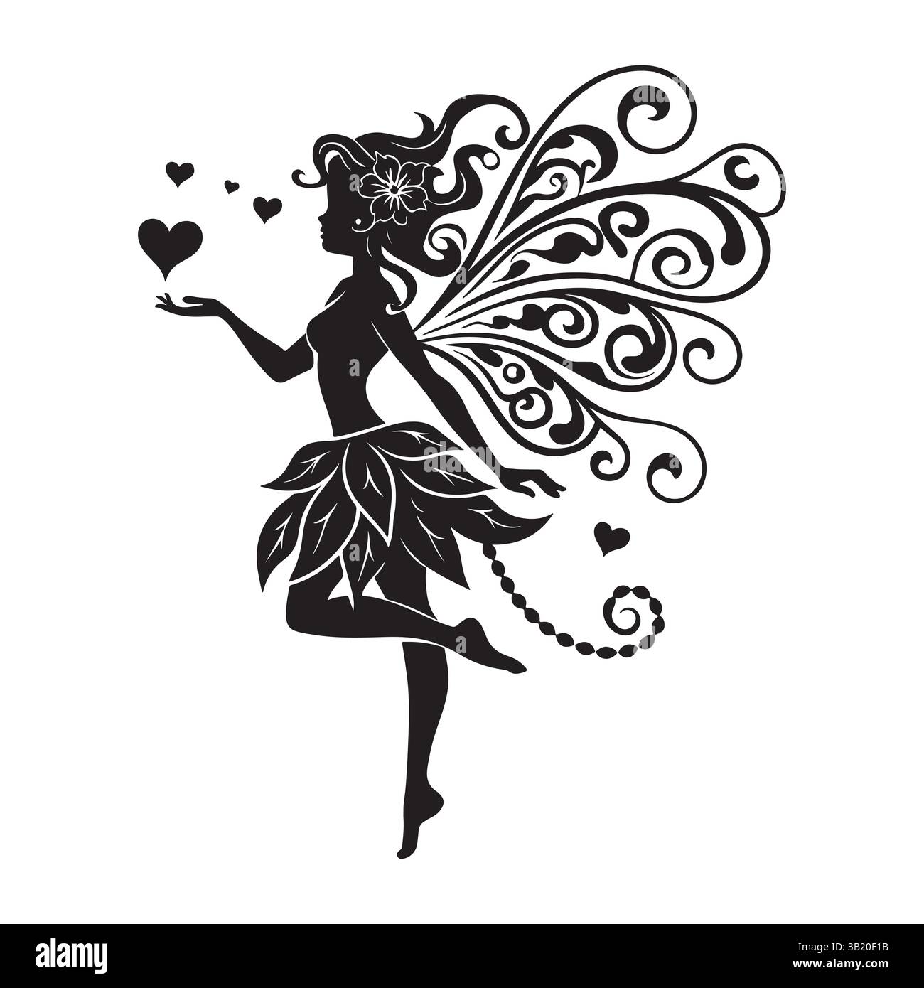 Schöne Fairy Woman Silhouette - Fantasy and Love Concept Stock Vektor