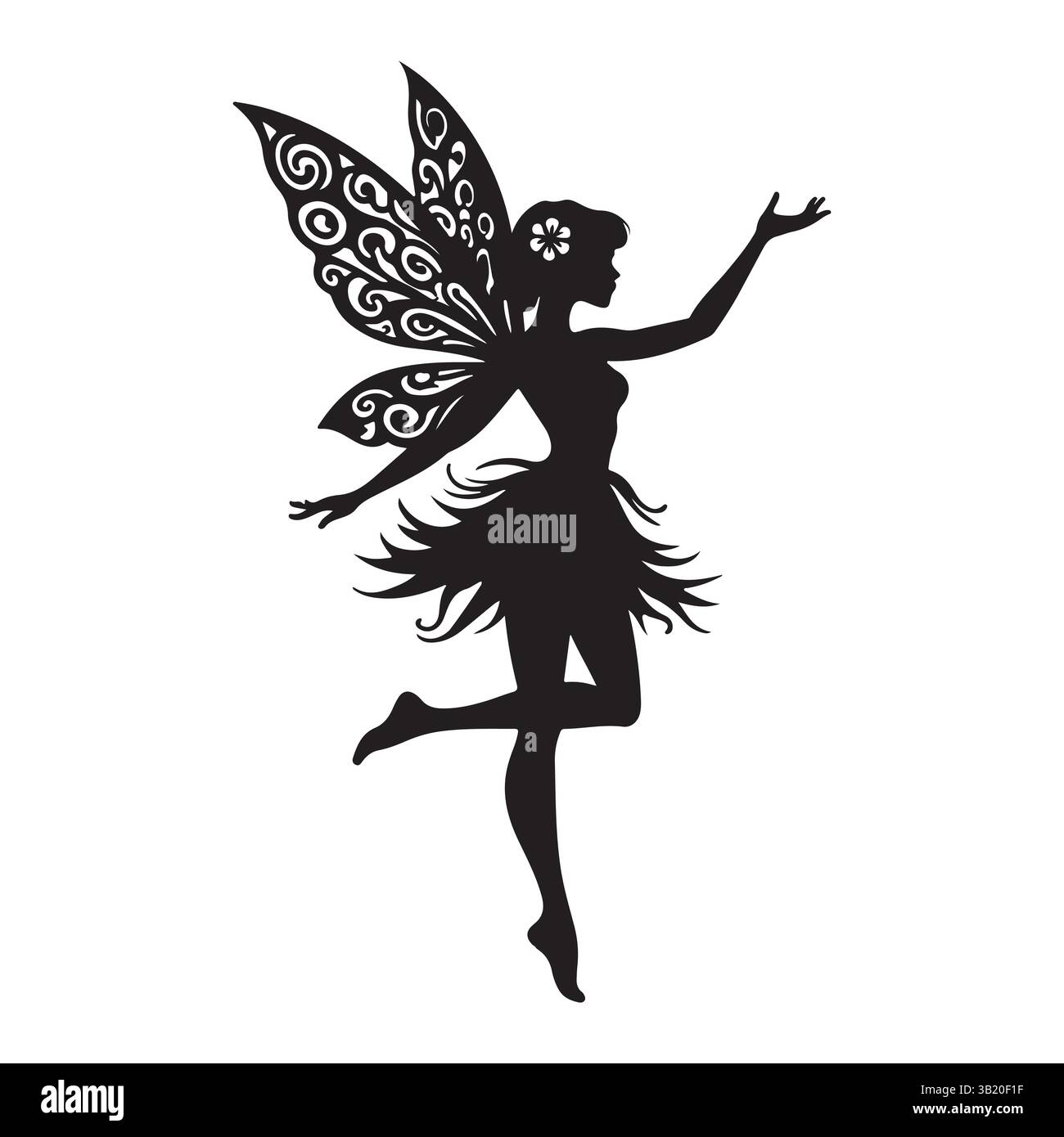 Schöne Fairy Woman Silhouette - Fantasy and Love Concept Stock Vektor