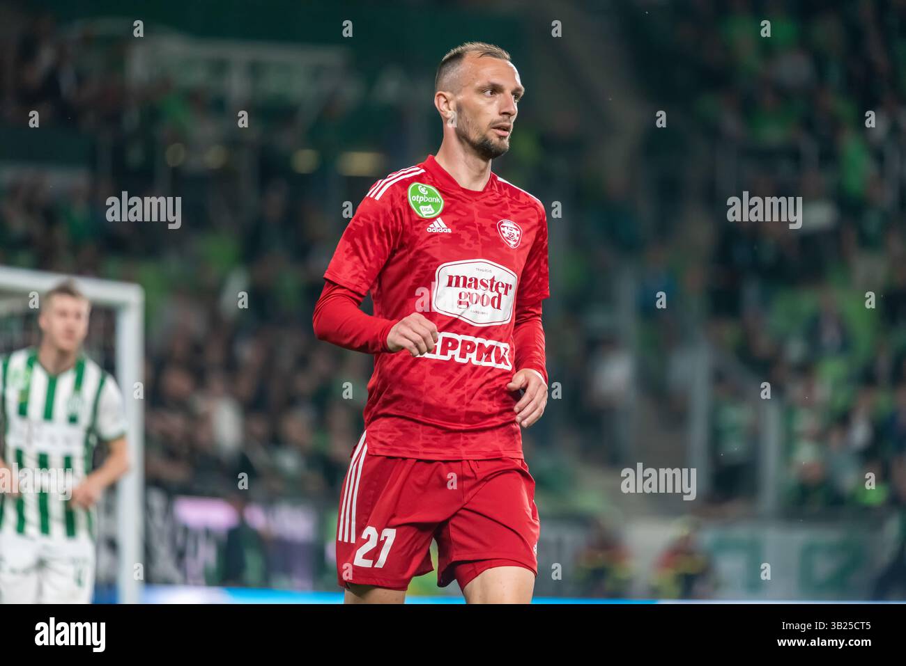 Budapest, Ungarn – 6. Mai 2023. Kisvarda-Stürmer Jasmin Mesanovic während des ungarischen Ligaspiels Ferencvaros gegen Kisvarda (3:0). Stockfoto