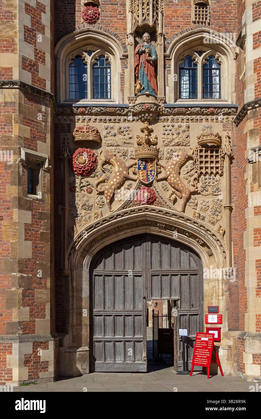 Detail, The Great Gate, St. John's College, Cambridge, England, Großbritannien Stockfoto