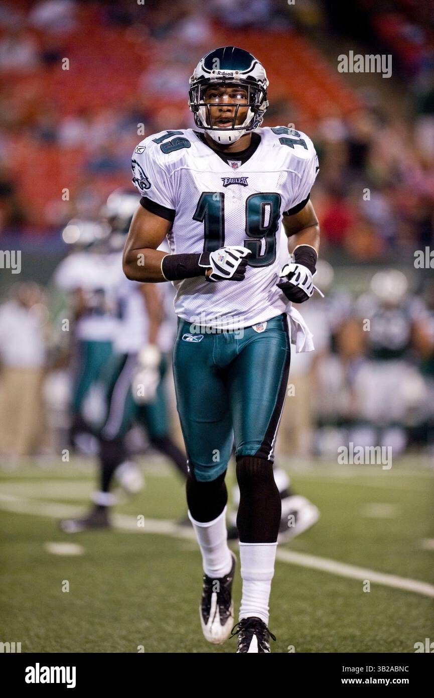 3. September 2009: Jeremy Maclin (18) im Giants Stadium in East Rutherford (New Jersey). Jets Beat the Eagles 38-27. (Bild: © Duncan Williams/Cal Sport Media/ZUMA Press) Stockfoto