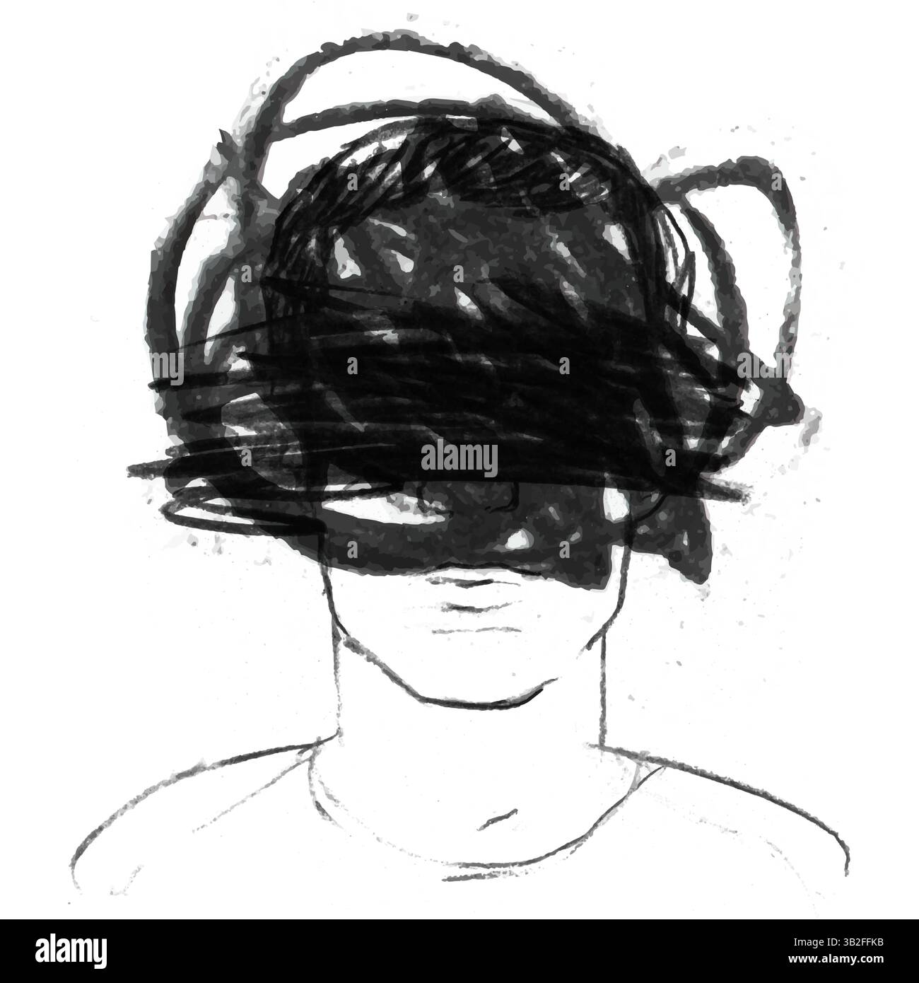 Abstrakte Illustration der psychischen Gesundheit zur Darstellung emotionaler Aufruhr und psychologischer Kämpfe Stock Vektor