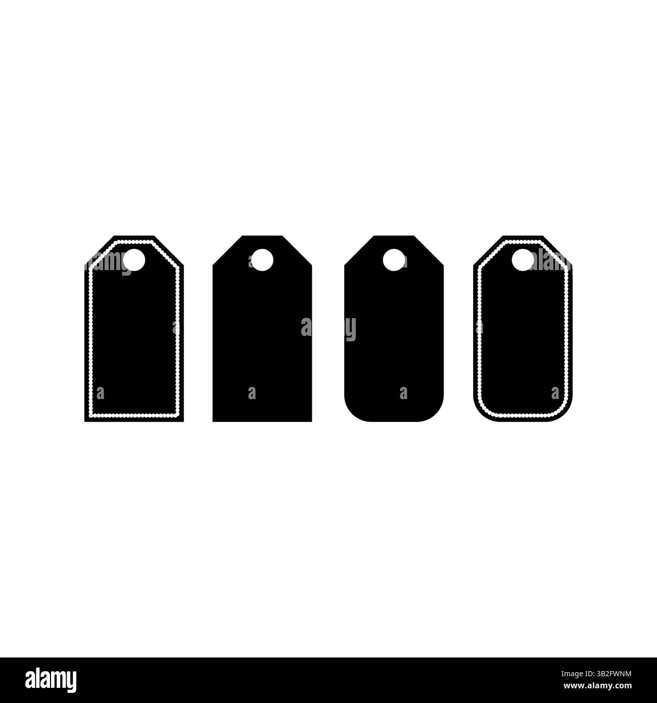 Set mit schwarzen, schlichten Anhänger mit Silhouette und minimalistischem Design Stock Vektor