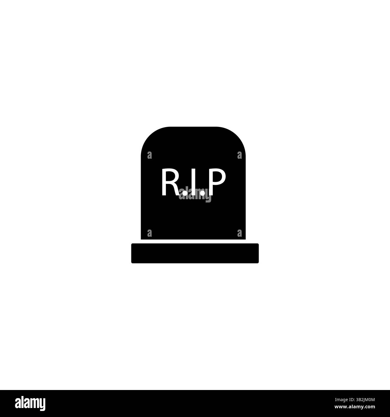 Grabstein Symbol. RIP-Textsymbol. Gedenksteinform. Schwarzer Friedhofsmarker. Stock Vektor