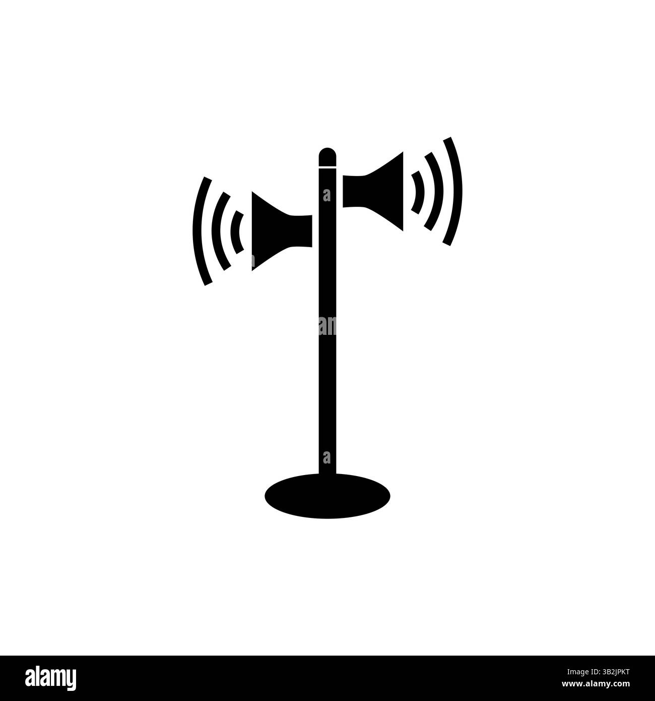 Symbol für Lautsprecherturm. Symbol für öffentliche Ankündigung. Einfacher Signalton. Vektordesign. Stock Vektor