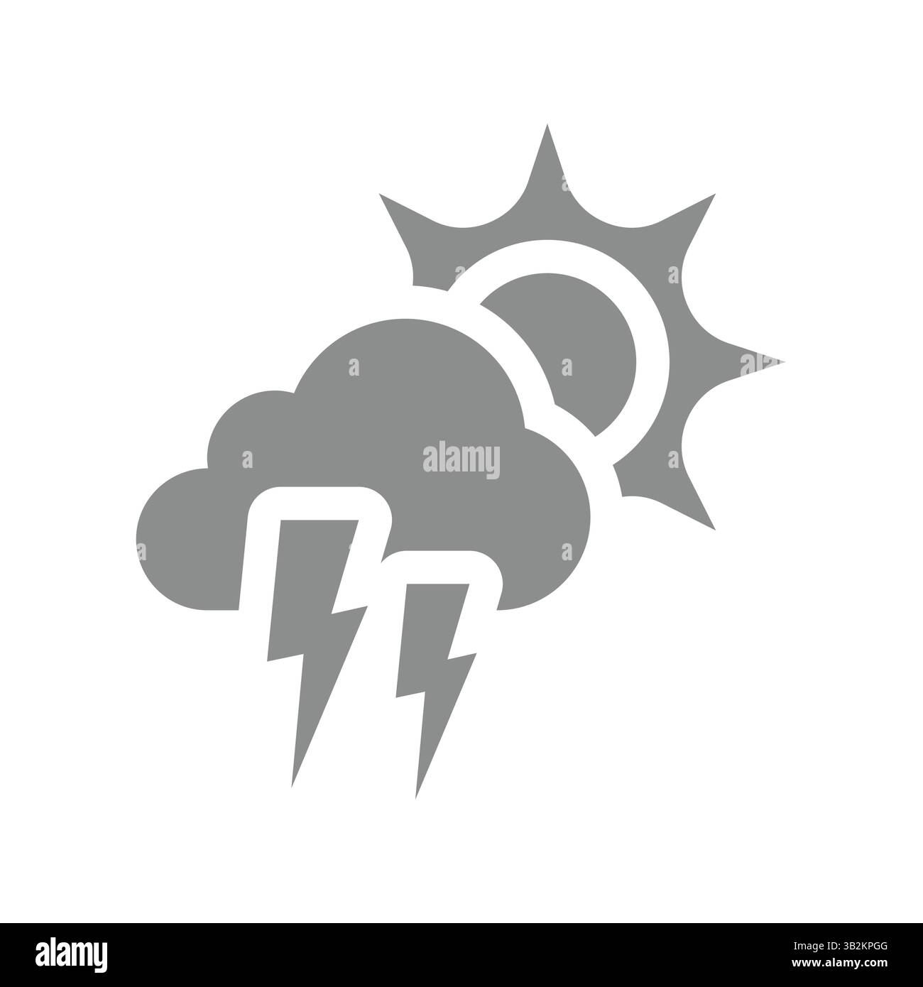 Symbol für Wettervorhersage oder Wettervorhersage. Sonne, Wolke und Gewitter oder Gewittervektor. Stock Vektor