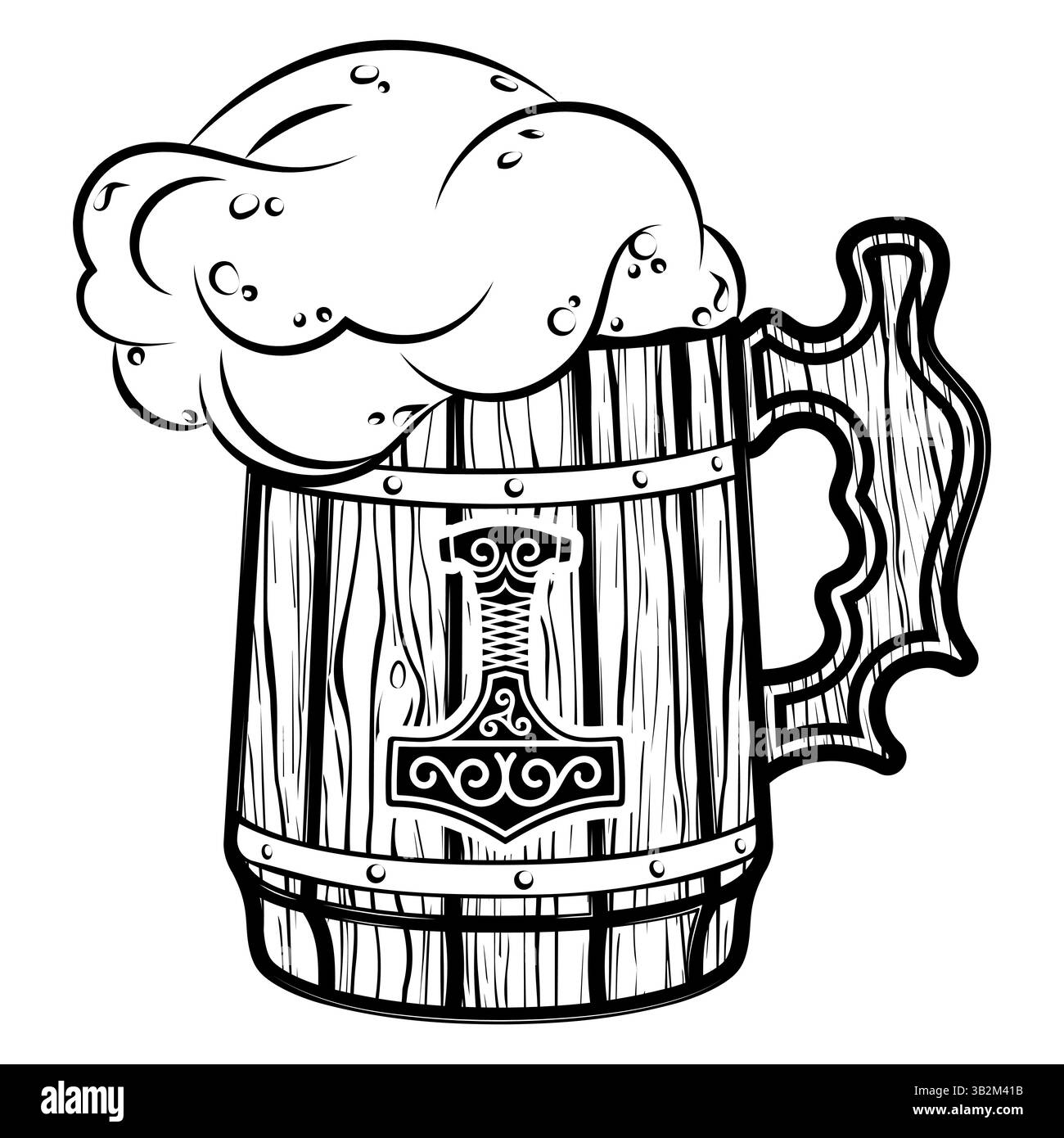 Wikinger Trinkbecher. Skandinavischer Trinkbecher mit Bier Stock Vektor