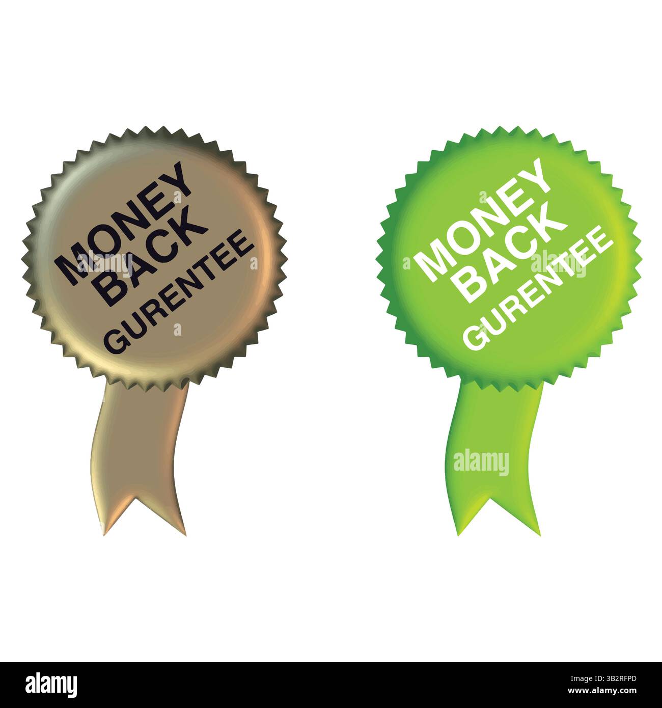 Zwei verschiedene Farben – Geld-zurück-garantierte Ribbon-Medaillenkollektion. Stock Vektor