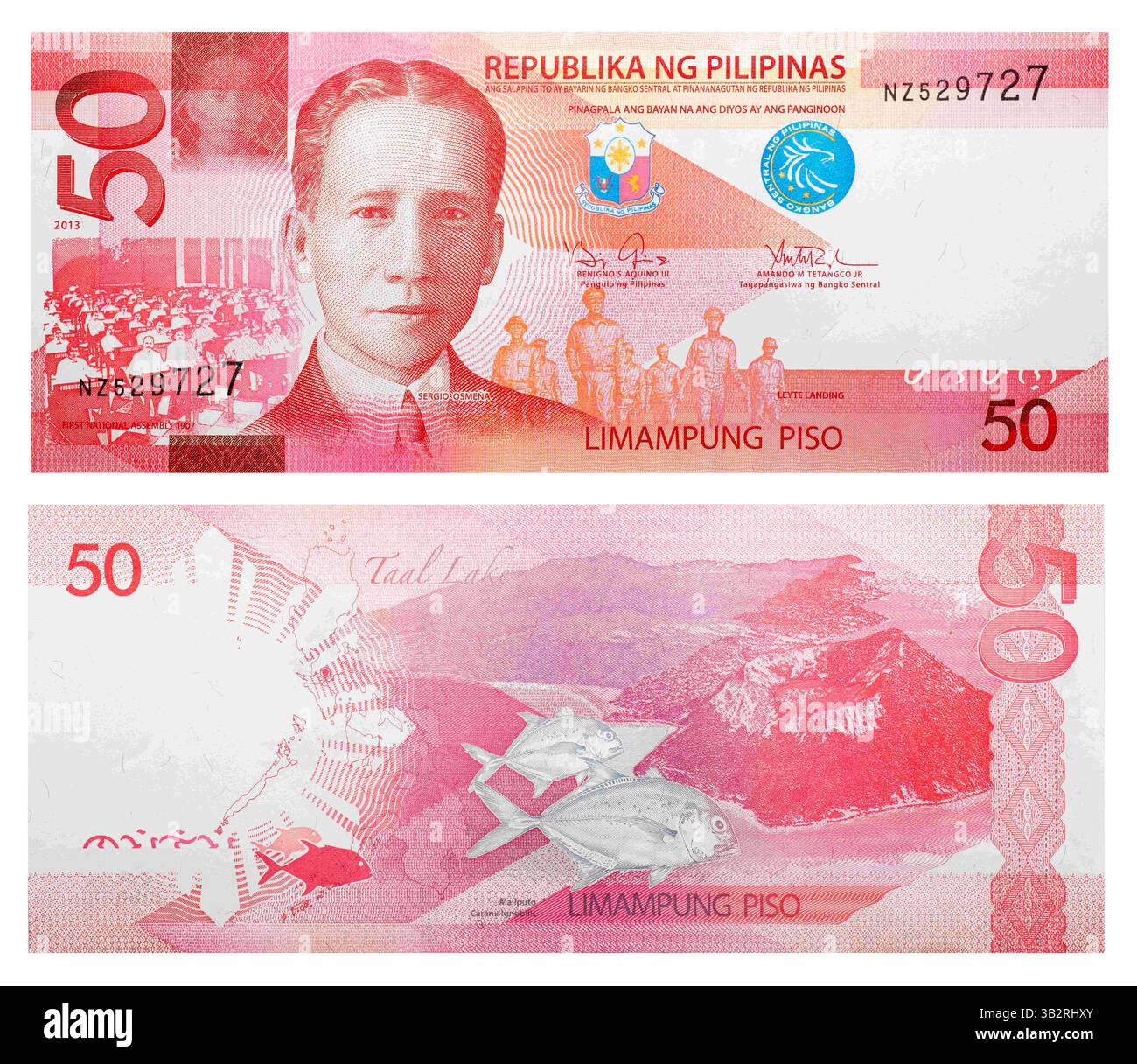 15. Oktober 2014 - Banknoten 50 philippinischer Peso (Credit-Bild: © Andrey Nekrassow/ZUMA Wire/ZUMAPRESS.com) Stockfoto
