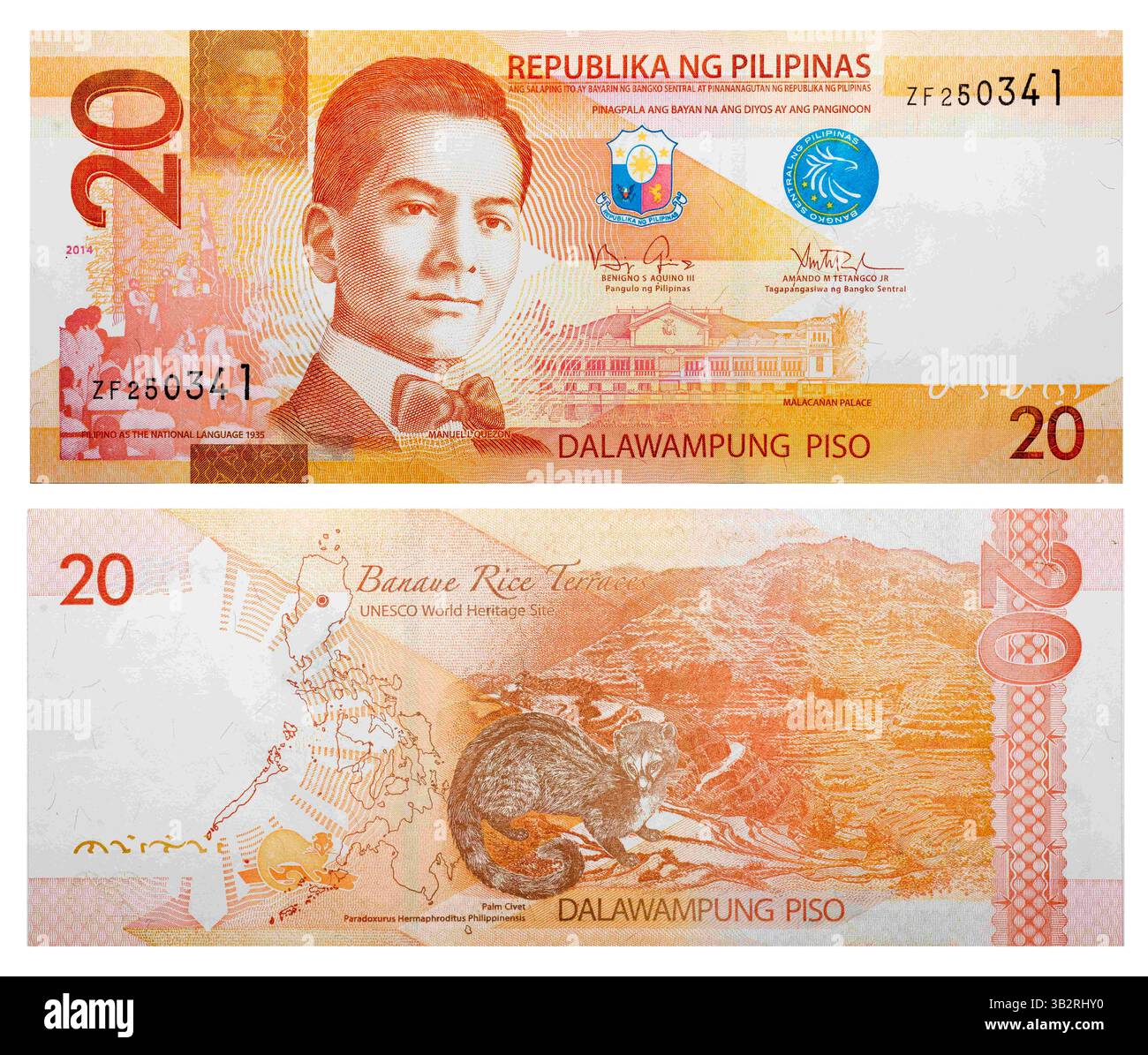 15. Oktober 2014 - Banknoten 20 philippinischer Peso (Credit-Bild: © Andrey Nekrassow/ZUMA Wire/ZUMAPRESS.com) Stockfoto