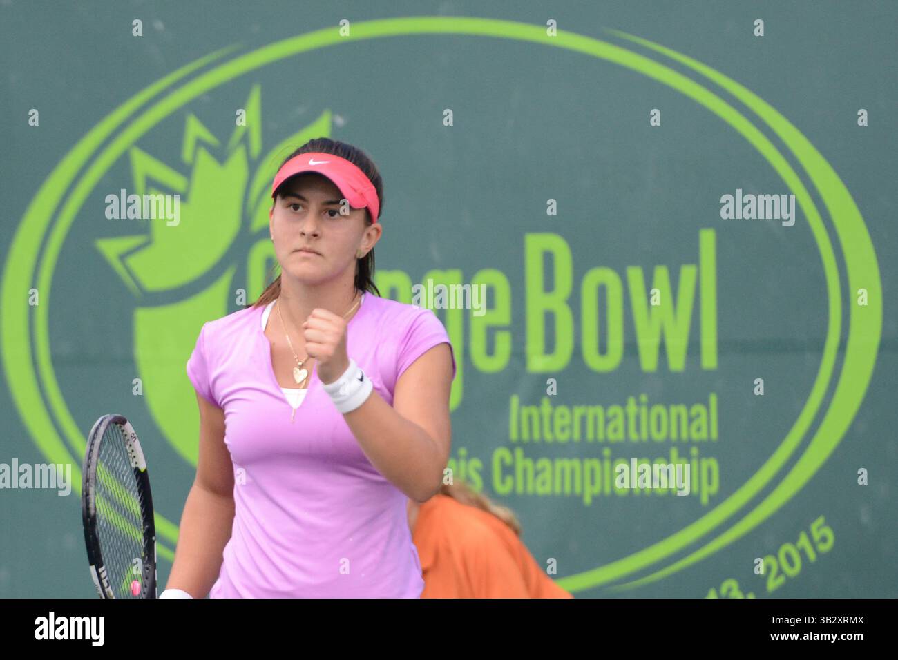 13. Dezember 2015: Plantation, Florida, USA – BIANCA ANDREESCU aus Kanada in ihrem Finale gegen K. Day bei der Metropolia Orange Bowl International Tennis Championship am Sonntag, den 13. Dezember 2015. (Kreditbild: © Christopher Levy via ZUMA Wire) Stockfoto