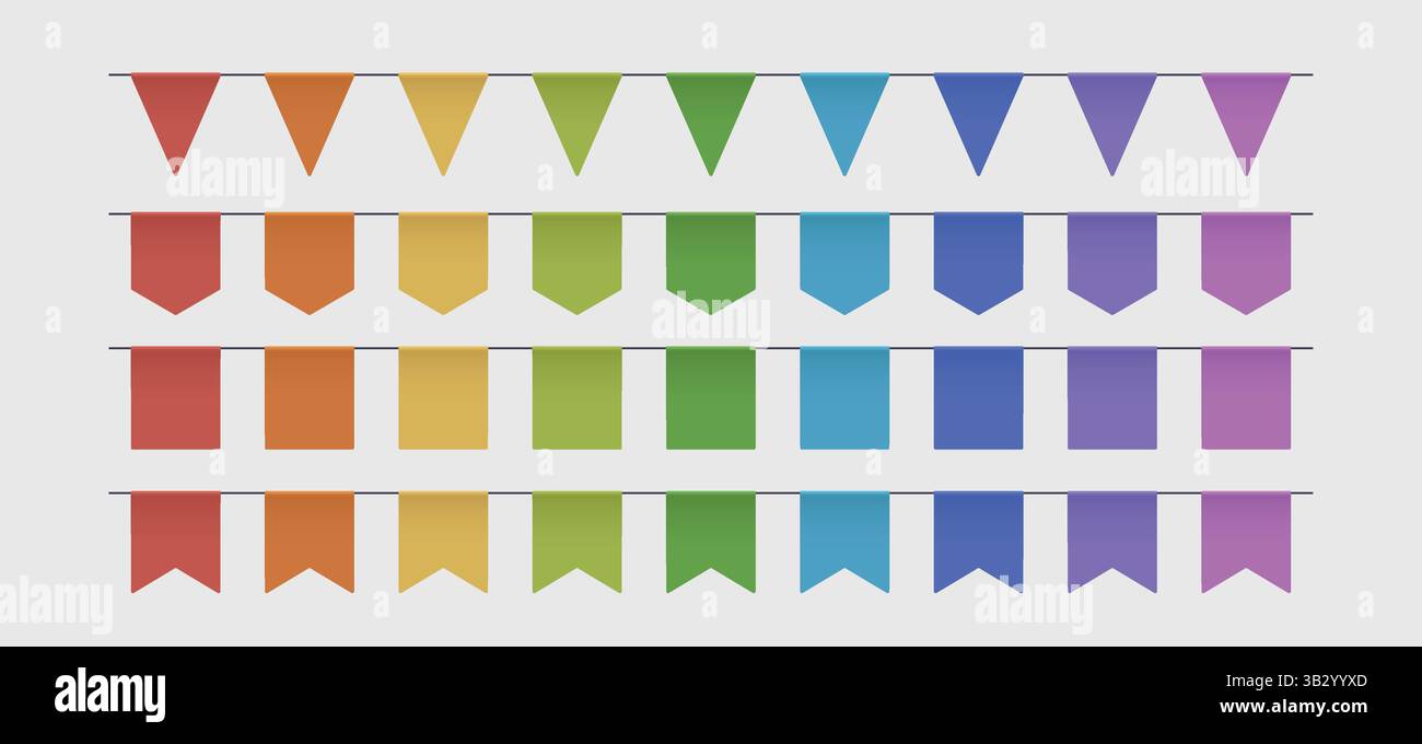 Bunte Partygirlanden in verschiedenen Formen im Set Stock Vektor