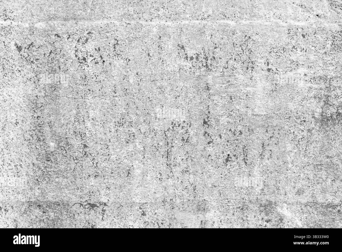 Ein hochauflösendes Bild, das eine raue Betonwand mit detaillierter Textur, Unvollkommenheiten und einfarbiger Oberfläche zeigt. Ideal für Konstruktionsprojekte, BA Stockfoto