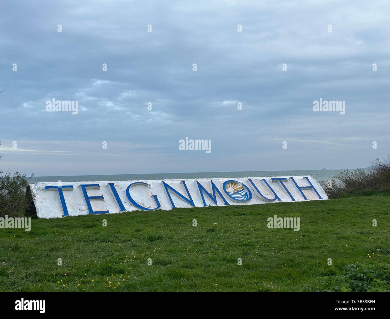 Teignmouth Schild an der Küste außerhalb von Teignmouth, Devon, England Stockfoto
