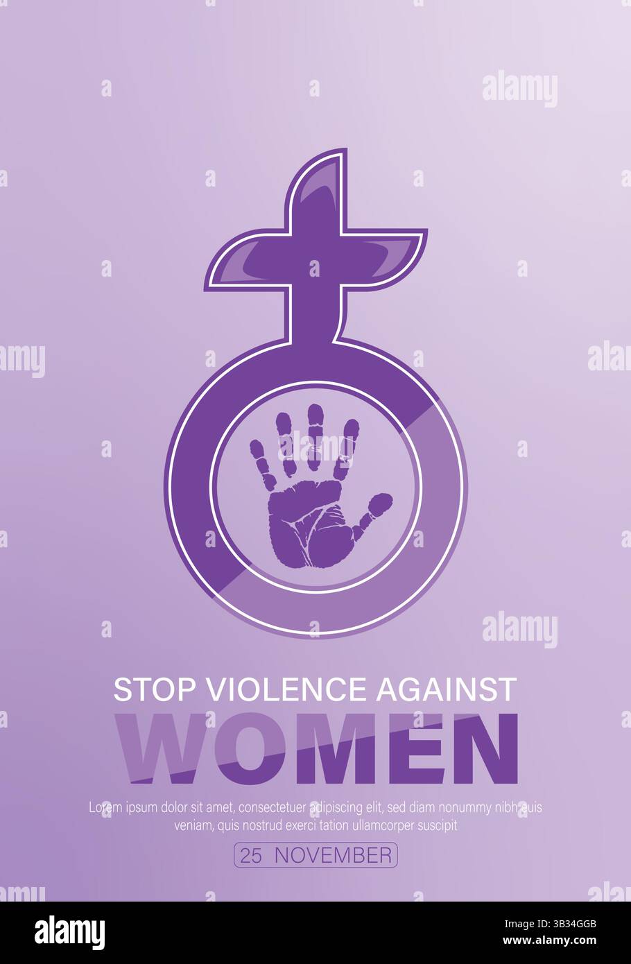 Beenden Sie die Gewalt gegen Frauen, setzen Sie sich für Frauenrechte ein, vertikales Vektordesign für den 25. November. Stock Vektor